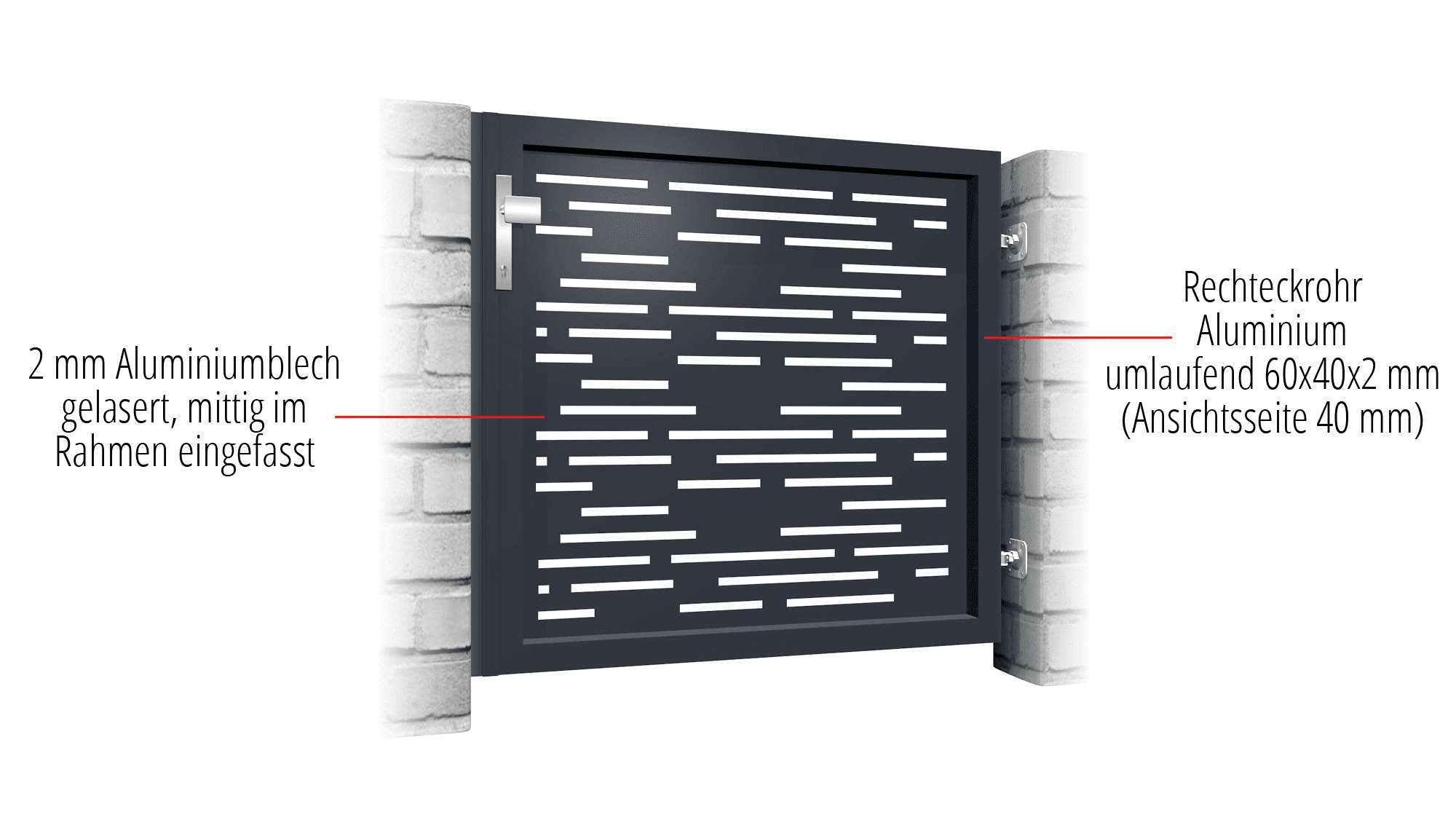 Gartentür Alu 1-flügelig Laserschnitt Design SF HO