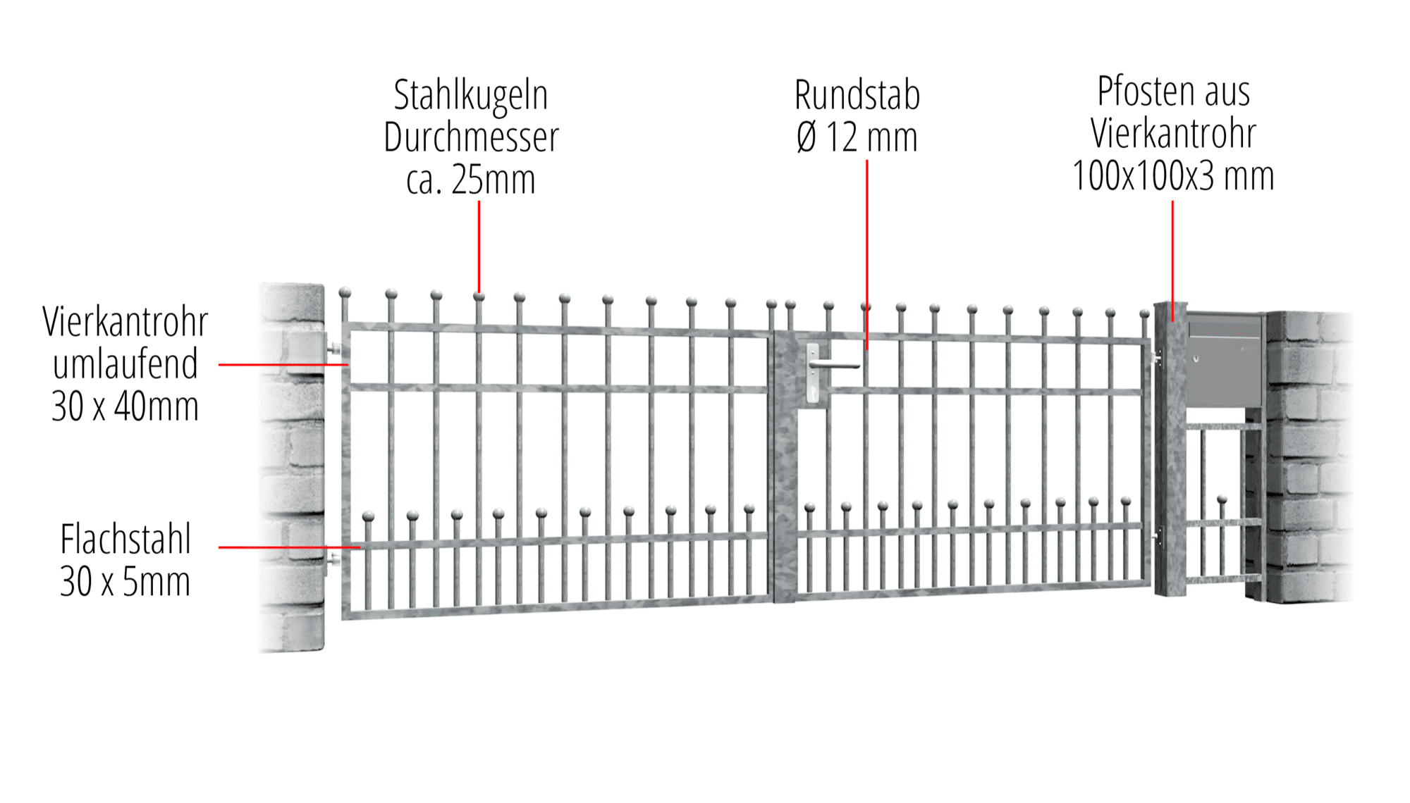 Gartentor verzinkt 2-flügelig Bonn, GE, BK