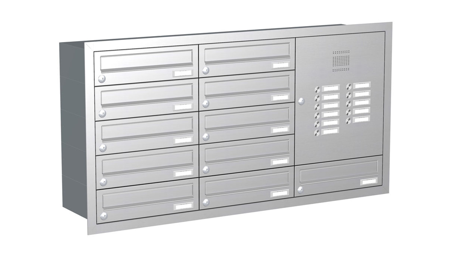 Briefkastenanlage | Unterputz | 11-fach | Waagerecht | Audio | Video | Edelstahl