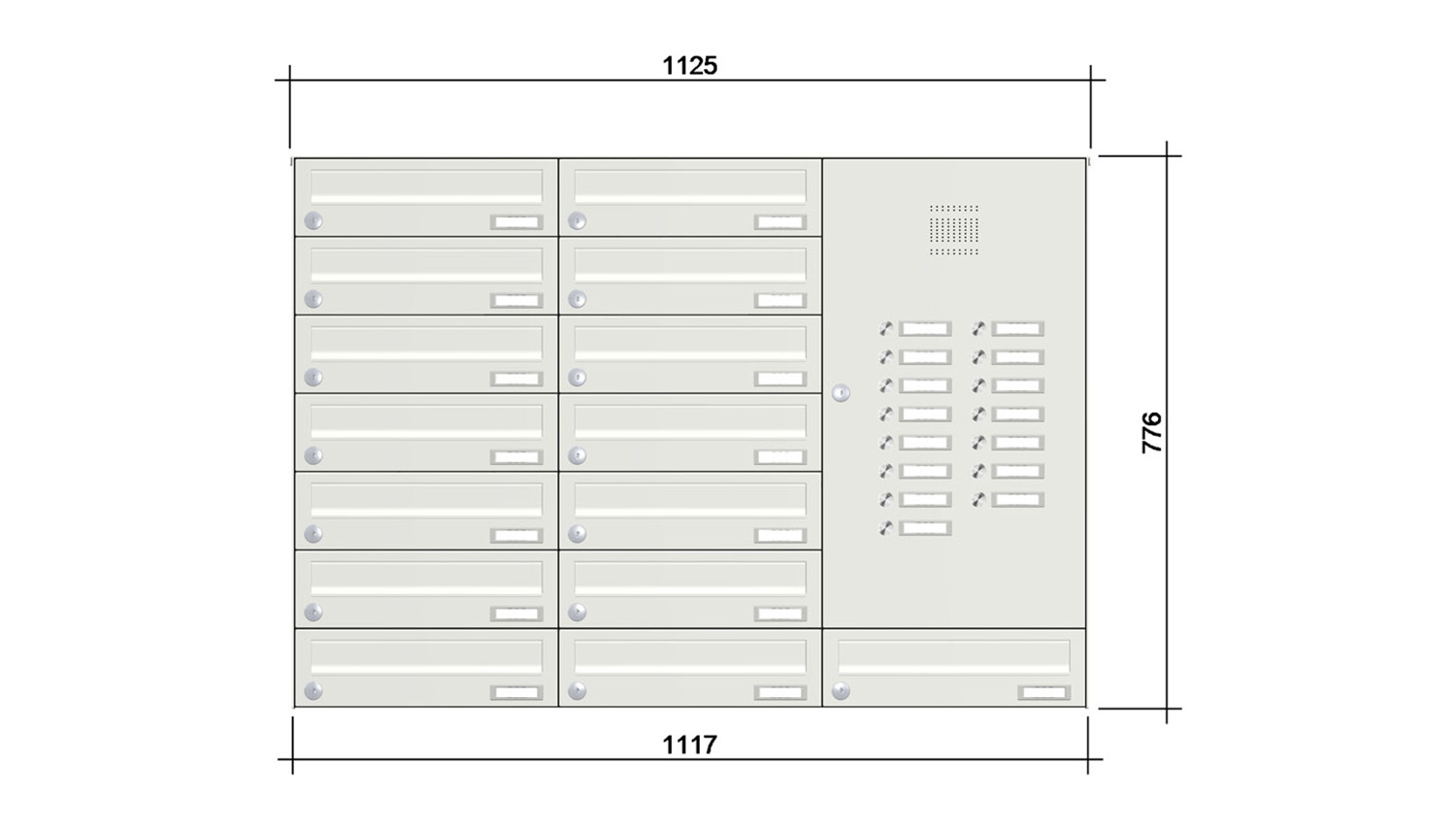 Briefkastenanlage | Aufputz | 15-fach | Waagerecht | Audio | Video | Farbe