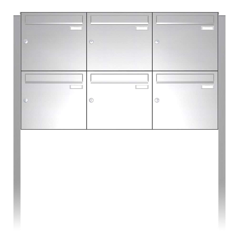 Briefkastenanlage | Freistehend | 6-fach | Senkrecht | Edelstahl