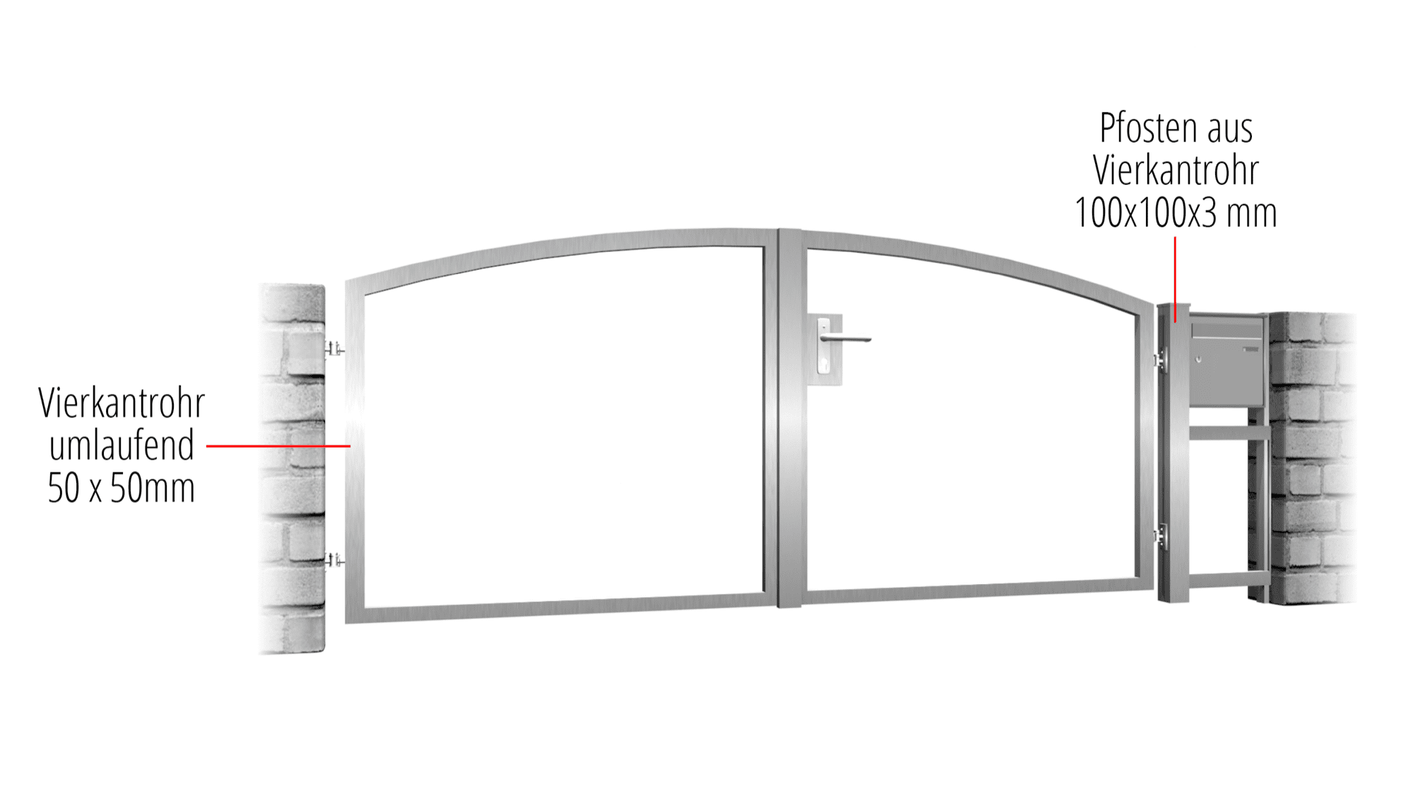 Gartentor Edelstahl 2-flügelig eigene Füllung, OB, BK