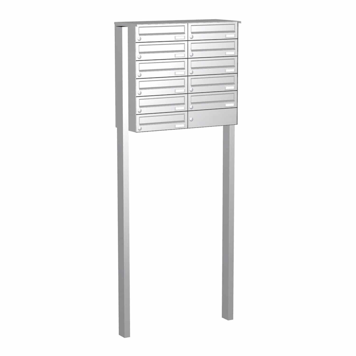 Briefkastenanlage | Freistehend | 11-fach | Waagerecht | Edelstahl