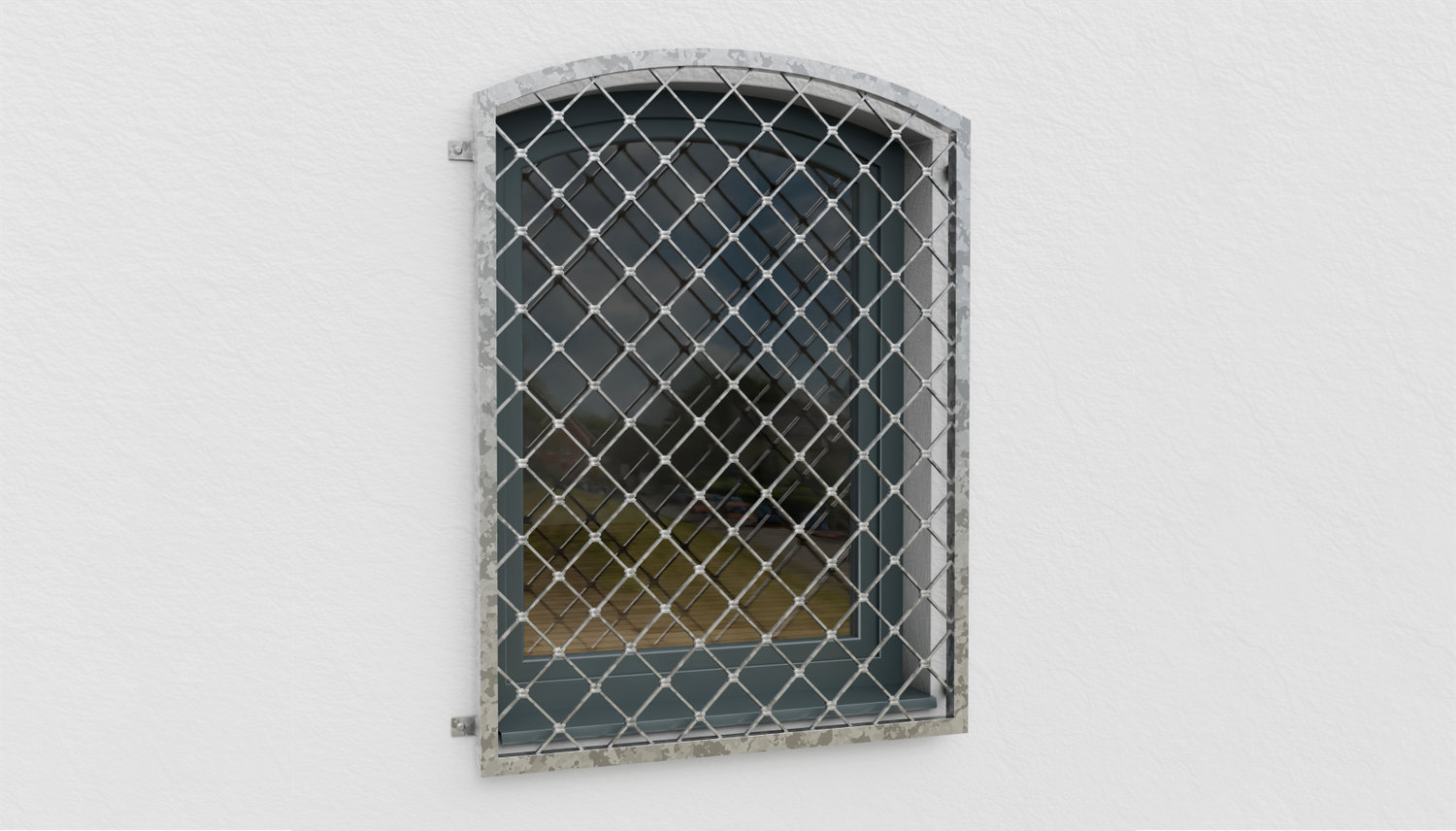 Fenstergitter verzinkt Rauten Oberbogen 