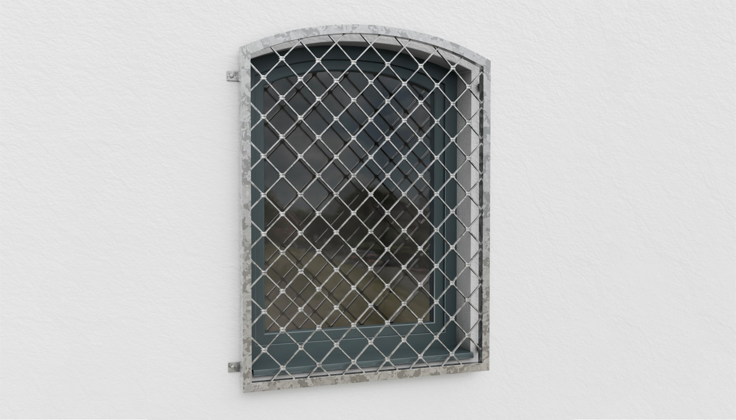 Fenstergitter verzinkt Rauten Oberbogen 