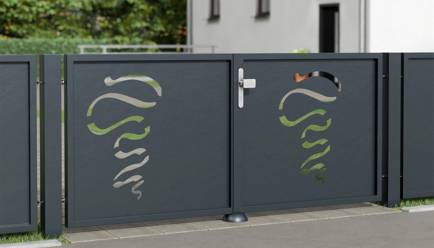 Gartentor Alu 2-flügelig Sichtschutz FB, GE