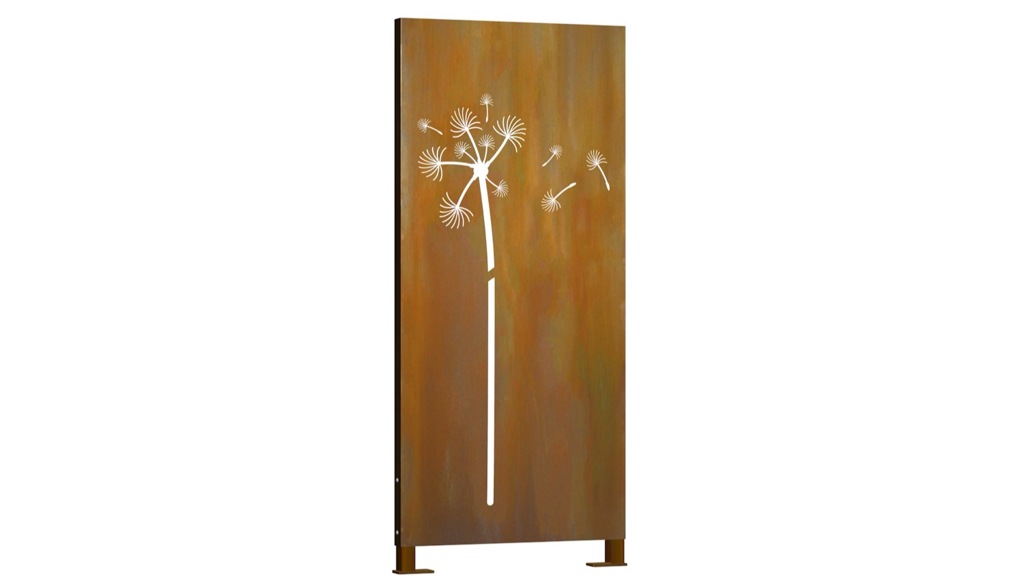 Sichtschutz Cortenstahl Stele Pusteblume 