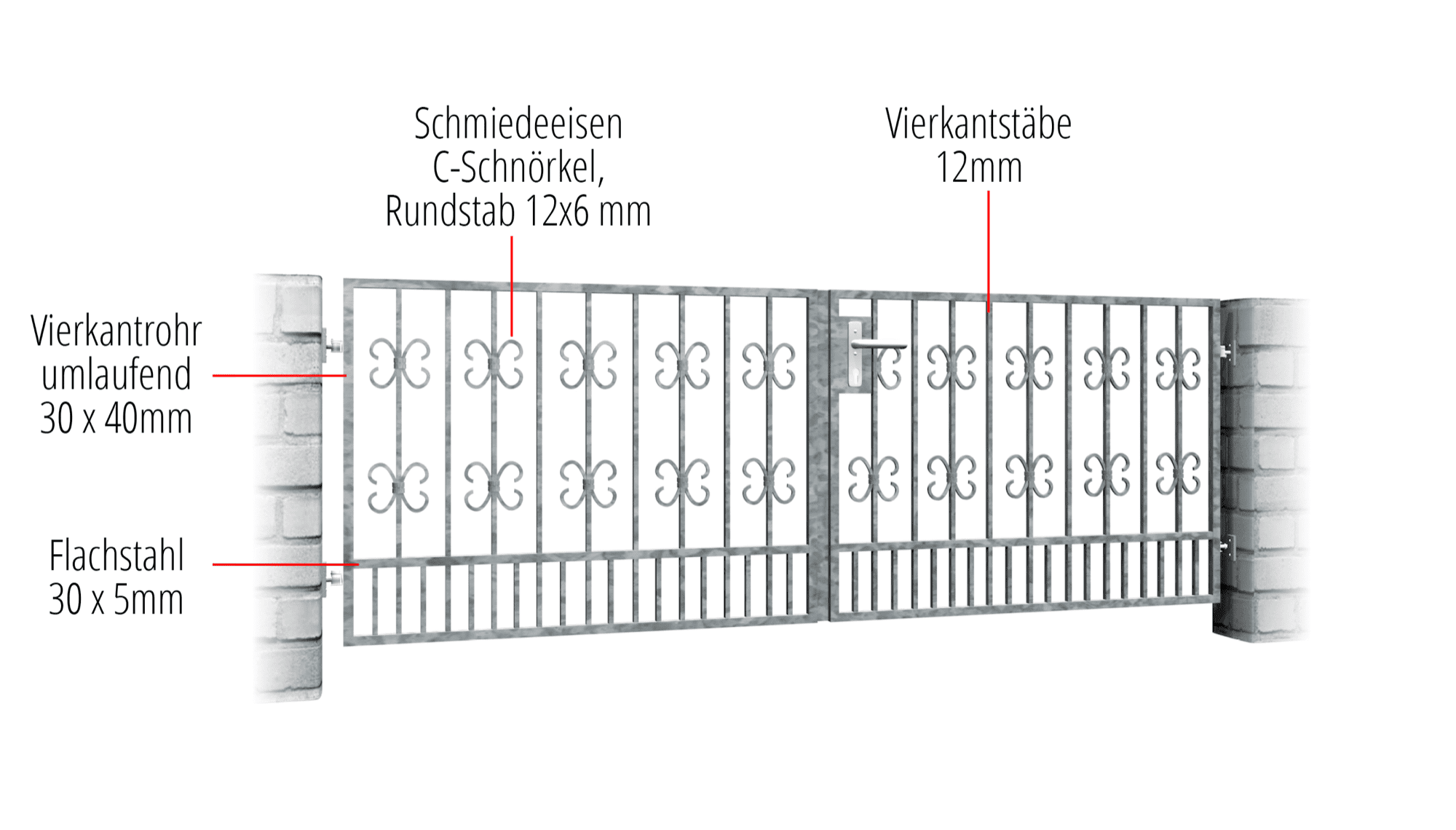 Gartentor verzinkt 2-flügelig Barock, GE