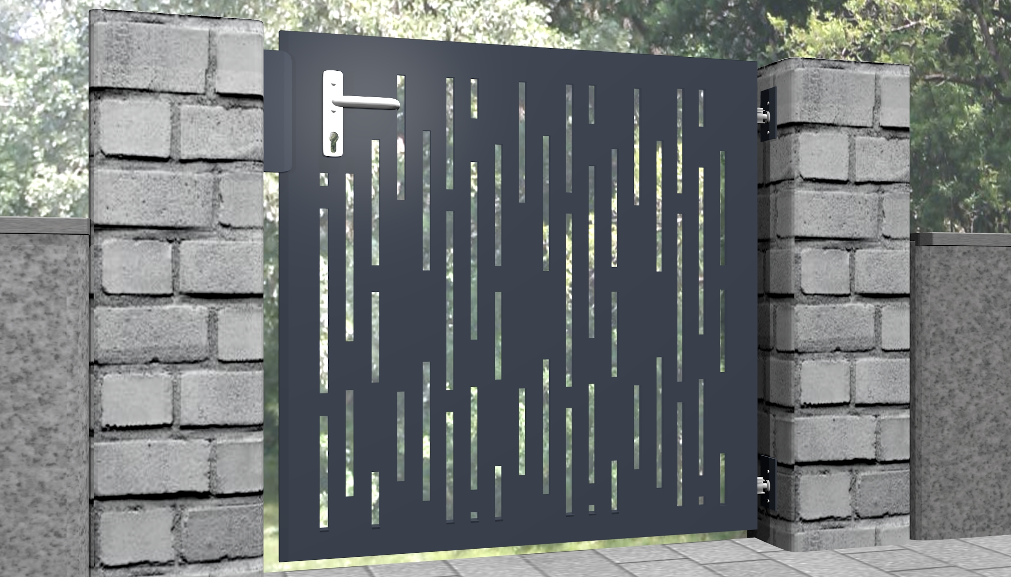 Gartentür Alu 1-flügelig Laserschnitt Design SF VE
