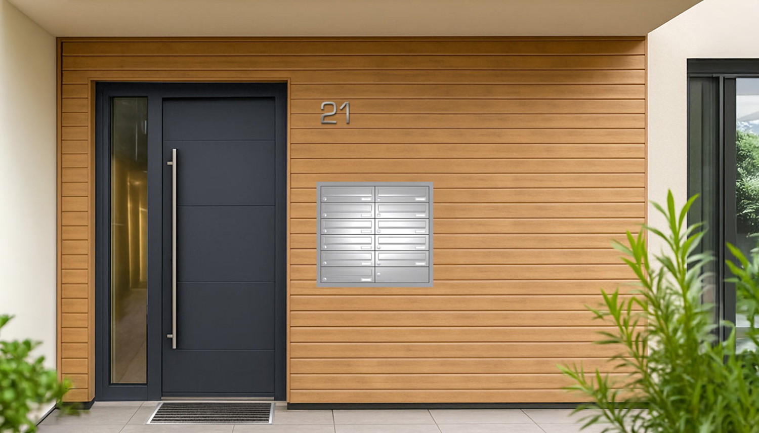 Briefkastenanlage | Unterputz | 11-fach | Waagerecht | Edelstahl