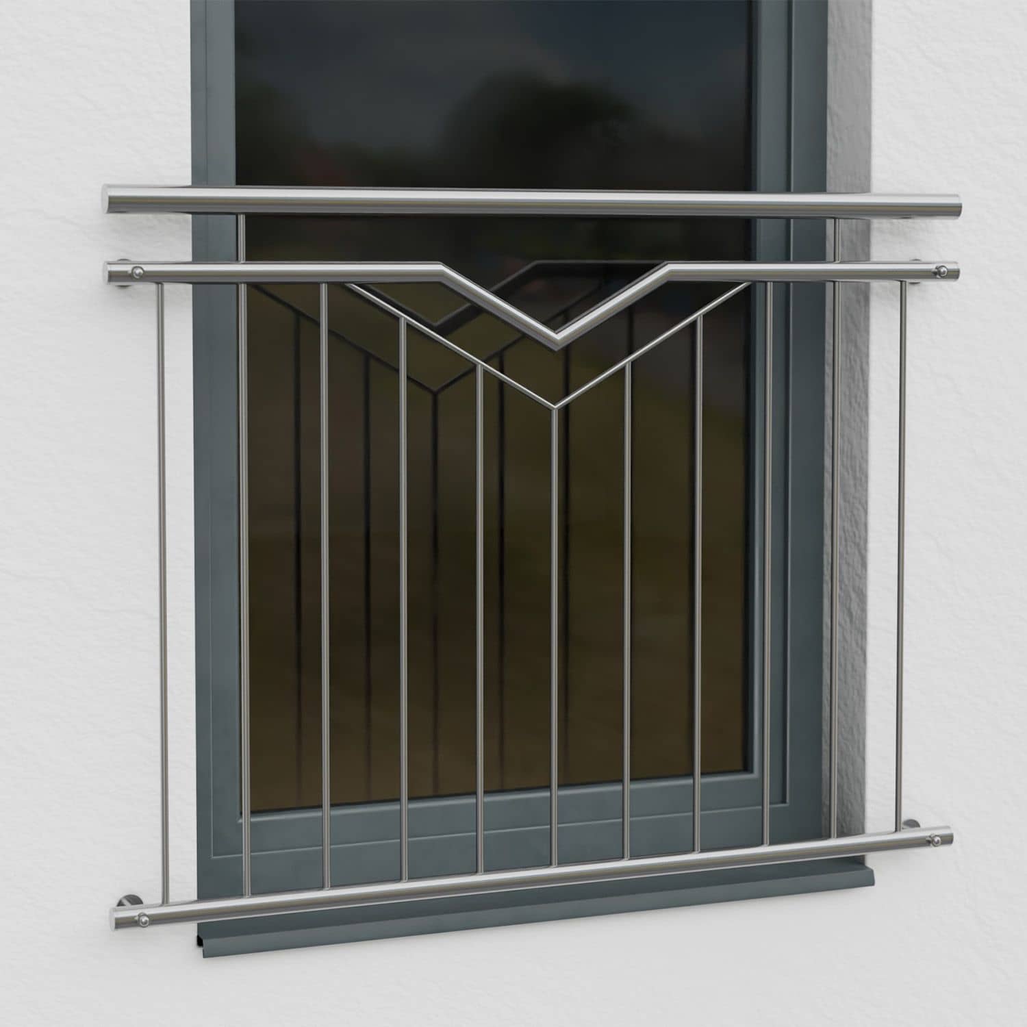 Französischer Balkon Edelstahl Doppel-V