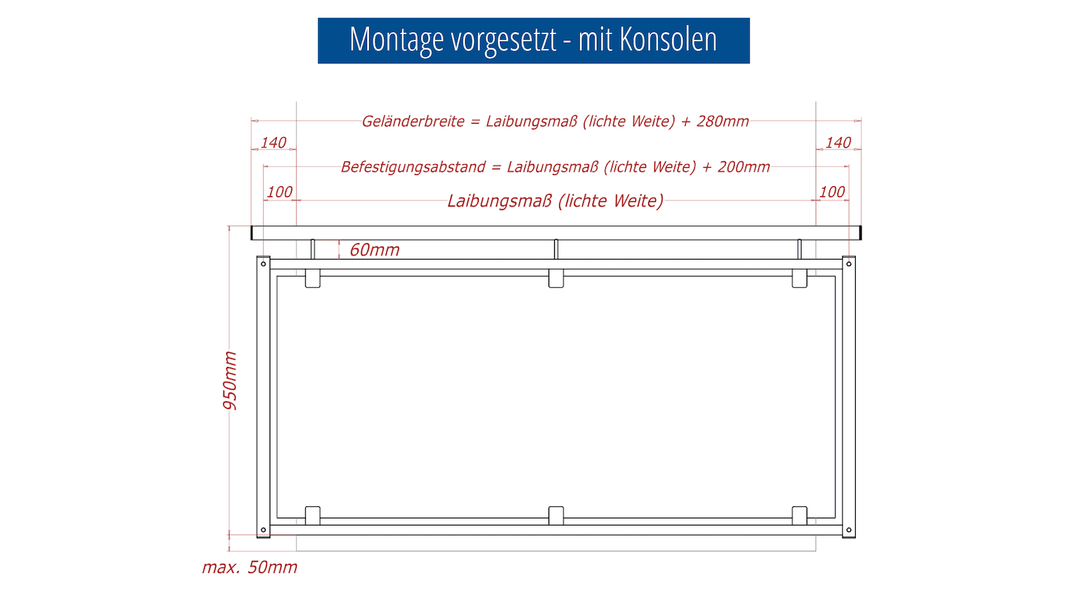 Französischer Balkon verzinkt Designglas PE