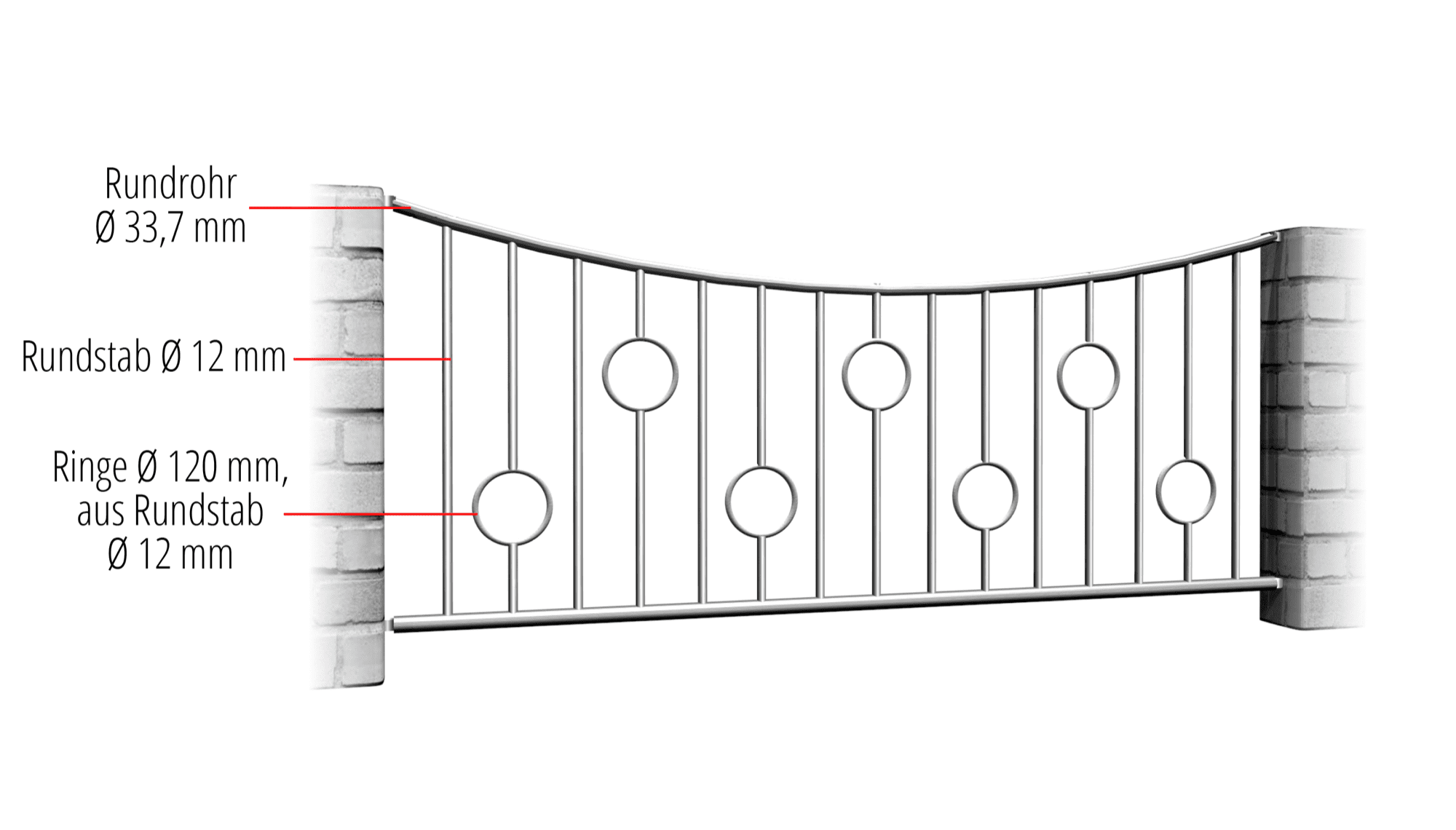 Gartenzaun Edelstahl Kreis Stab, UB