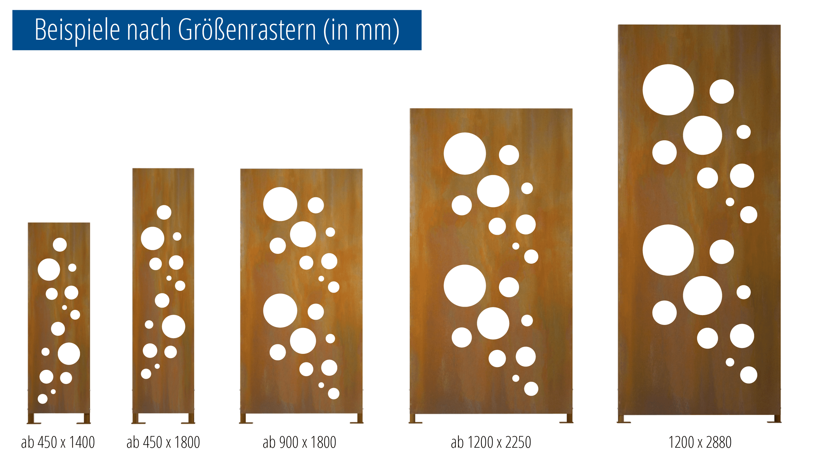 Sichtschutz Cortenstahl Stele Seifenblasen