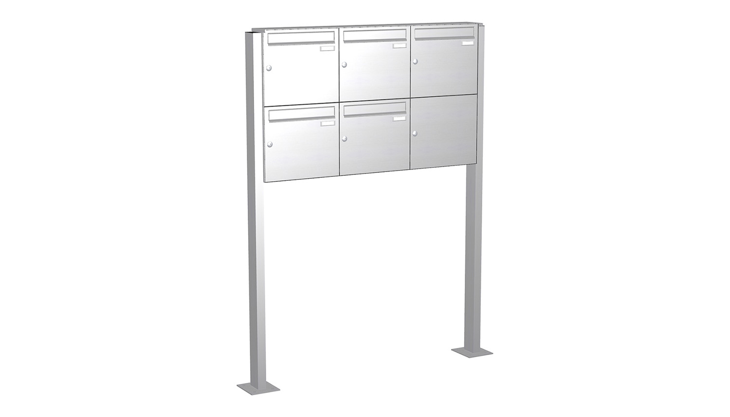 Briefkastenanlage | Freistehend | 5-fach | Senkrecht | Edelstahl