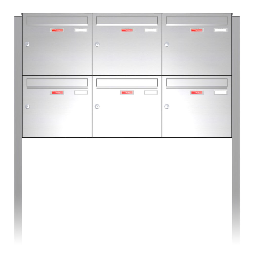 Briefkastenanlage | Freistehend | 6-fach | Senkrecht | Edelstahl