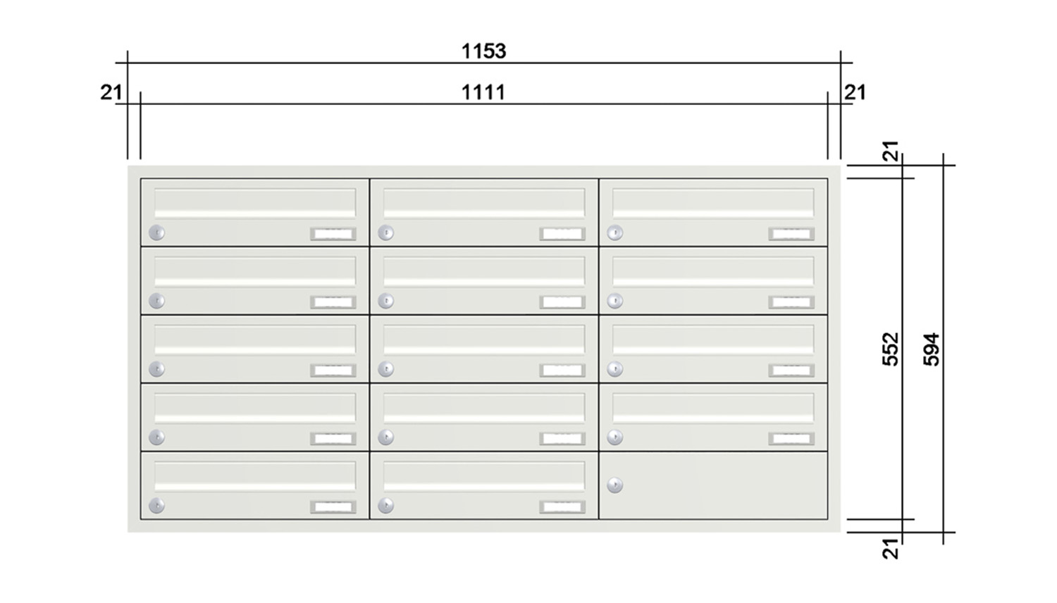 Briefkastenanlage | Unterputz | 14-fach | Waagerecht | Farbe