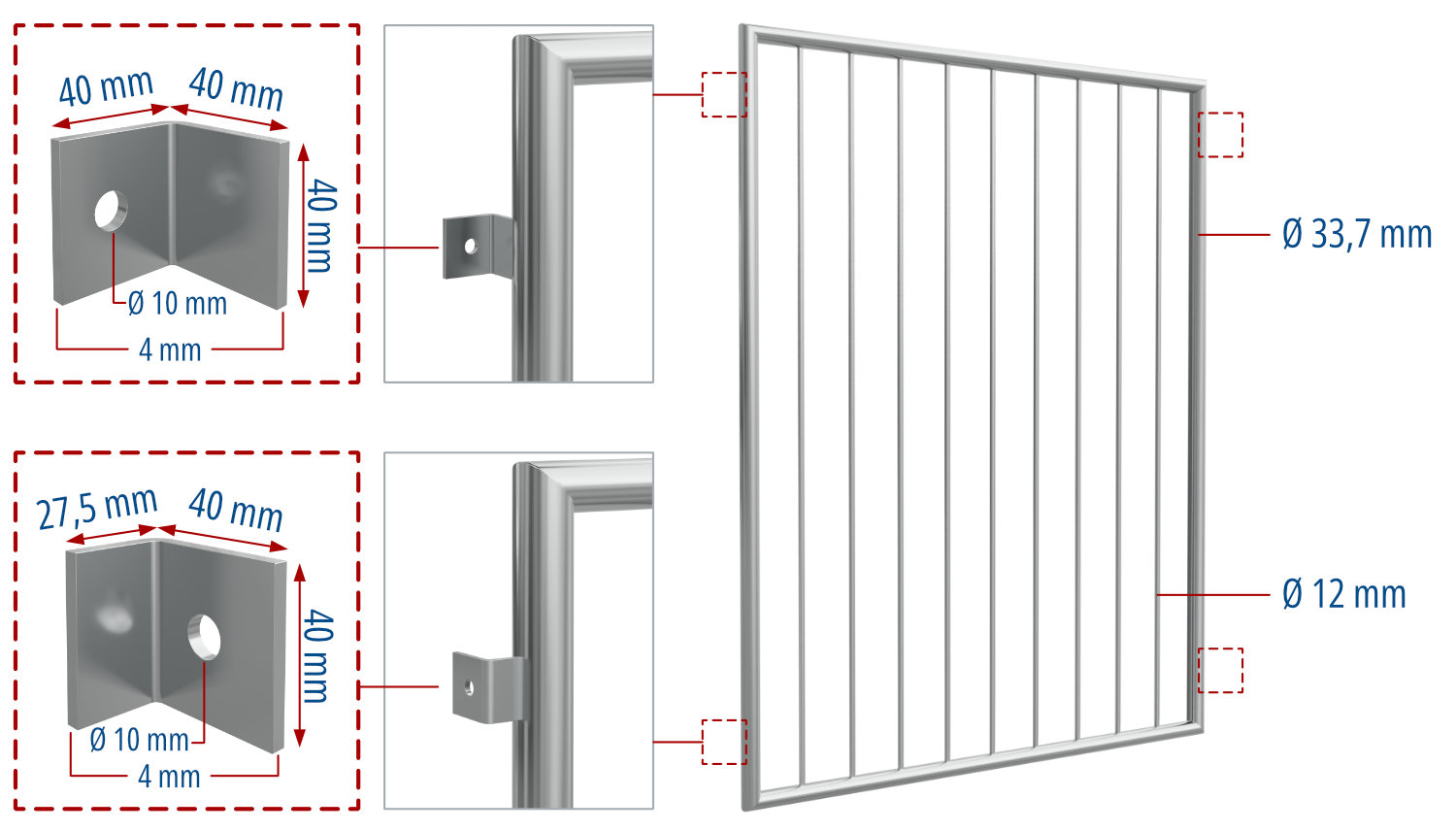 Fenstergitter Edelstahl Vertikalstab 1