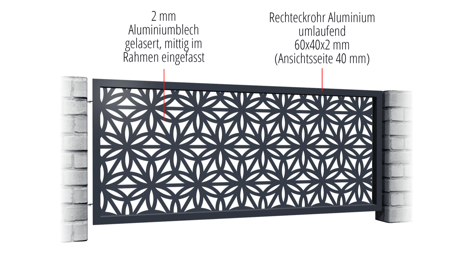 Gartenzaun Alu Laserschnitt Design BT