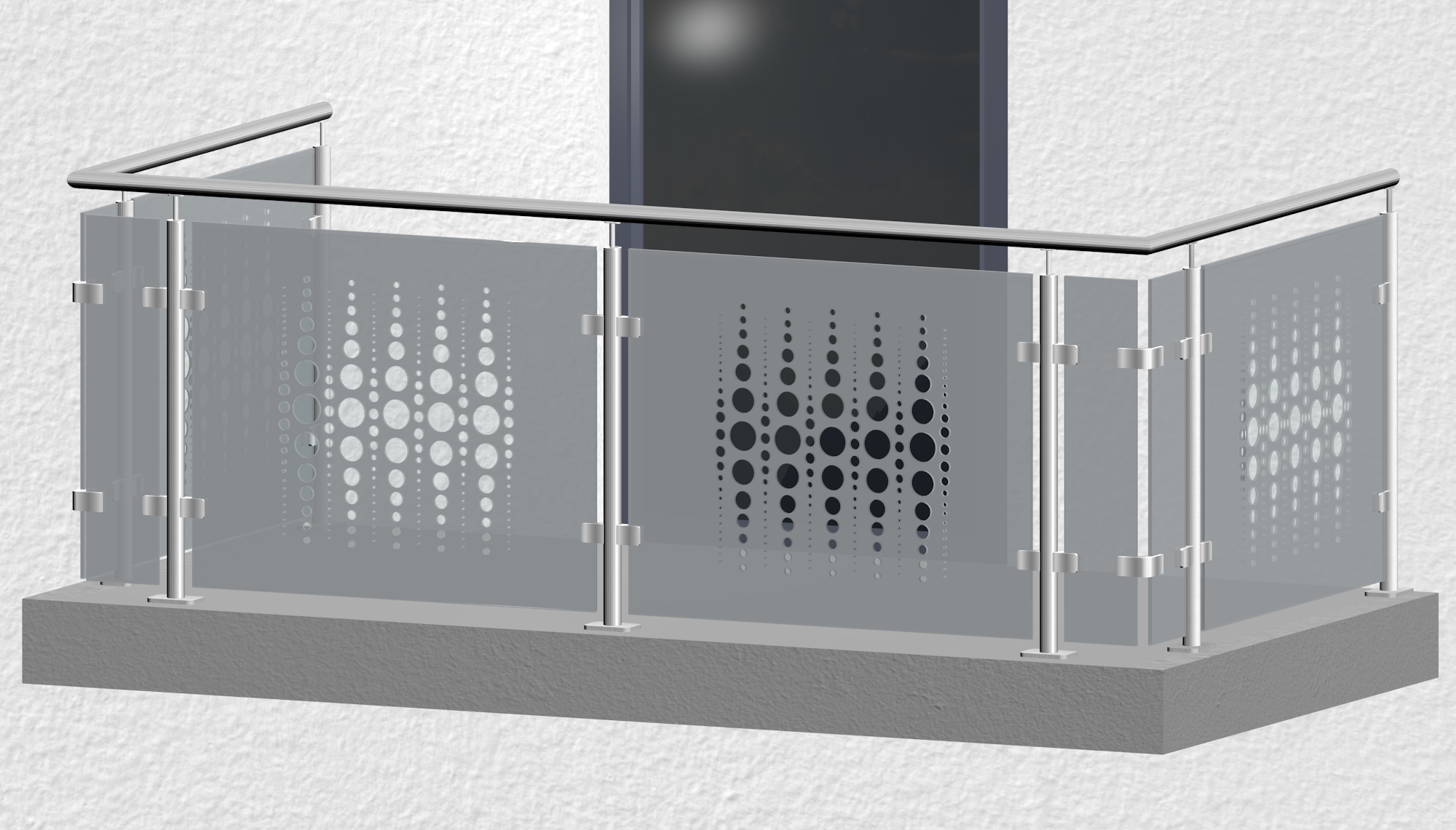 Balkongeländer Edelstahl Designglas PE MO