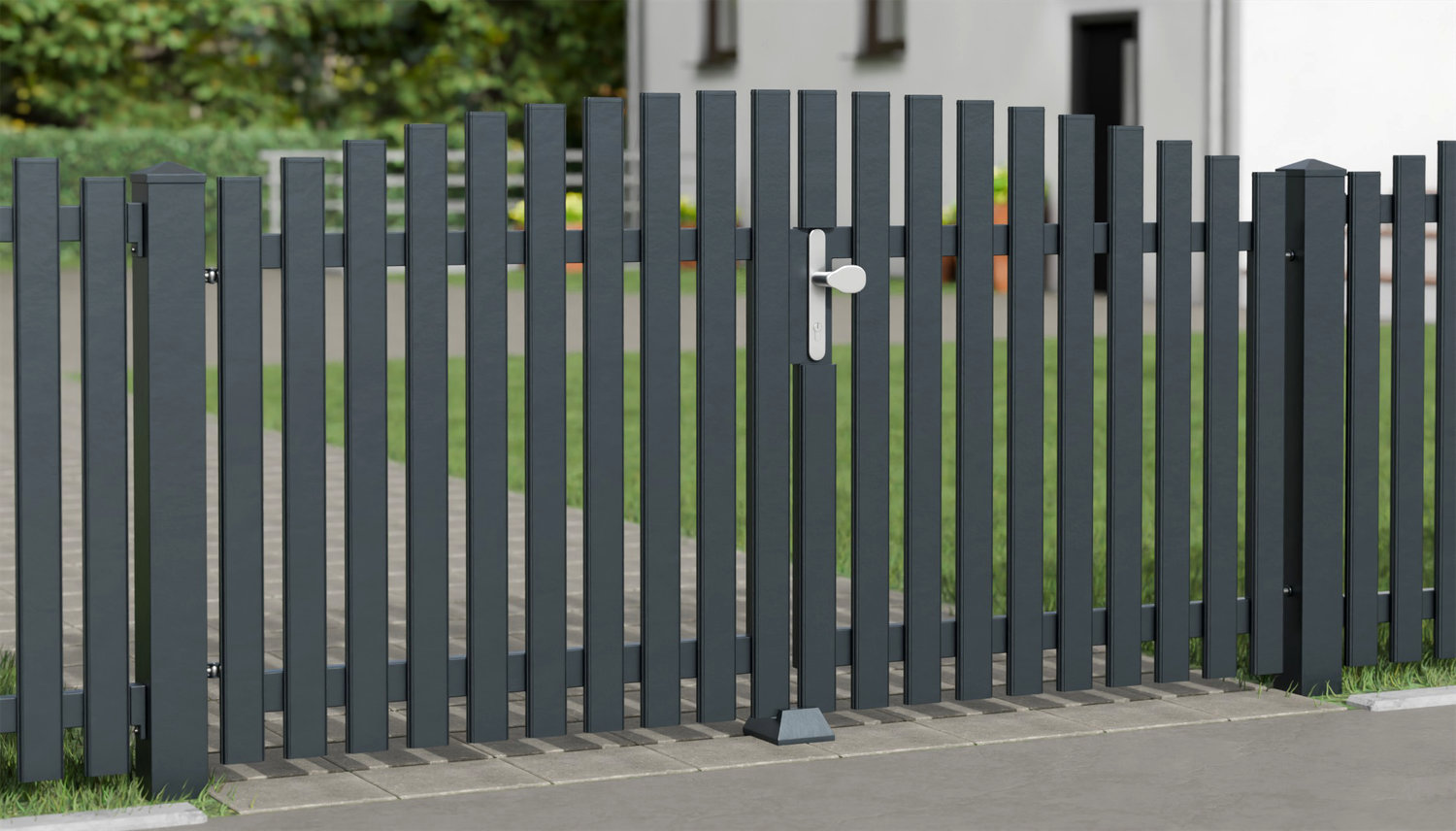 Gartentor Alu 2-flügelig Latten Modern, OB
