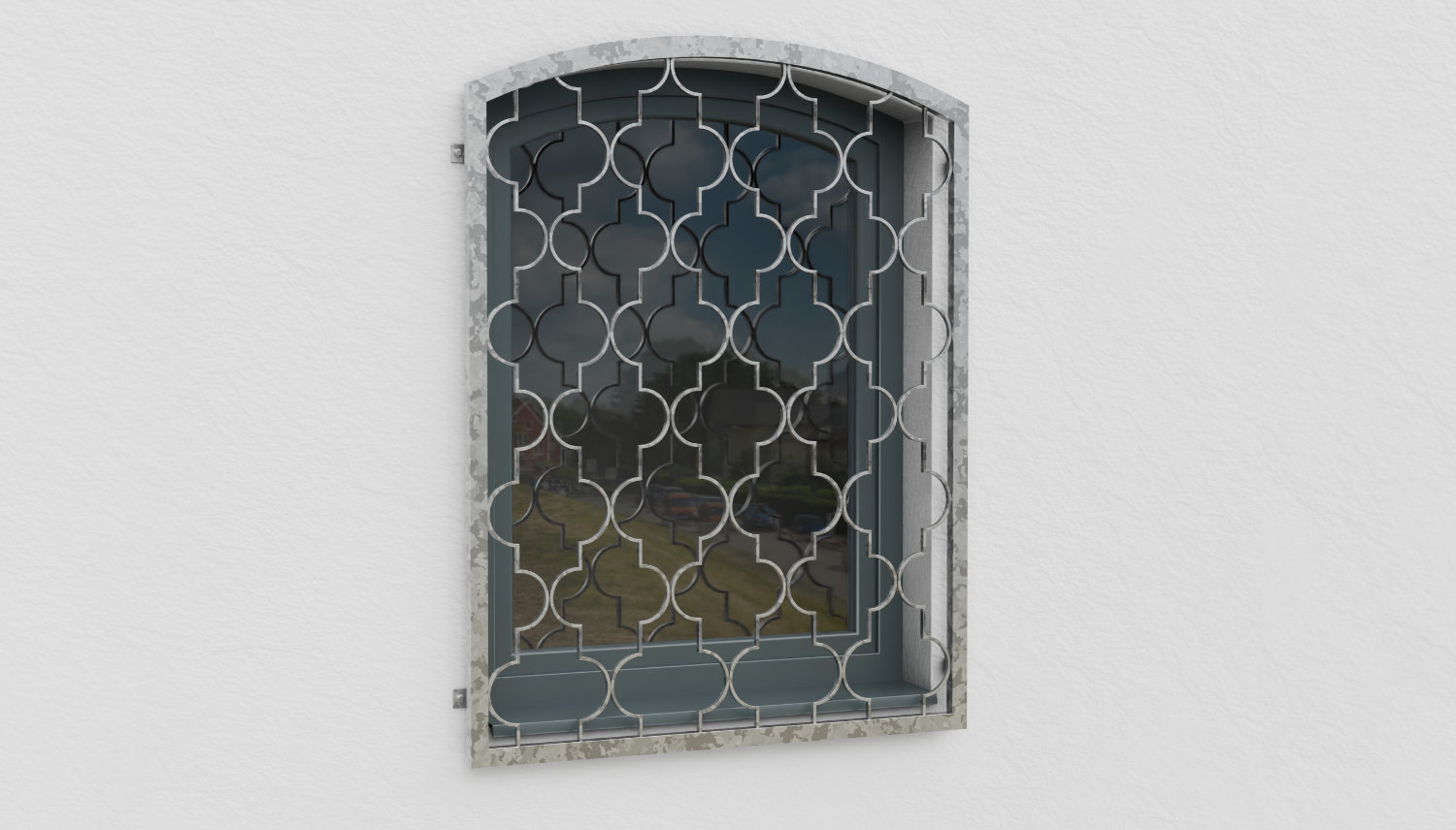Fenstergitter verzinkt Rauten Classic Oberbogen 