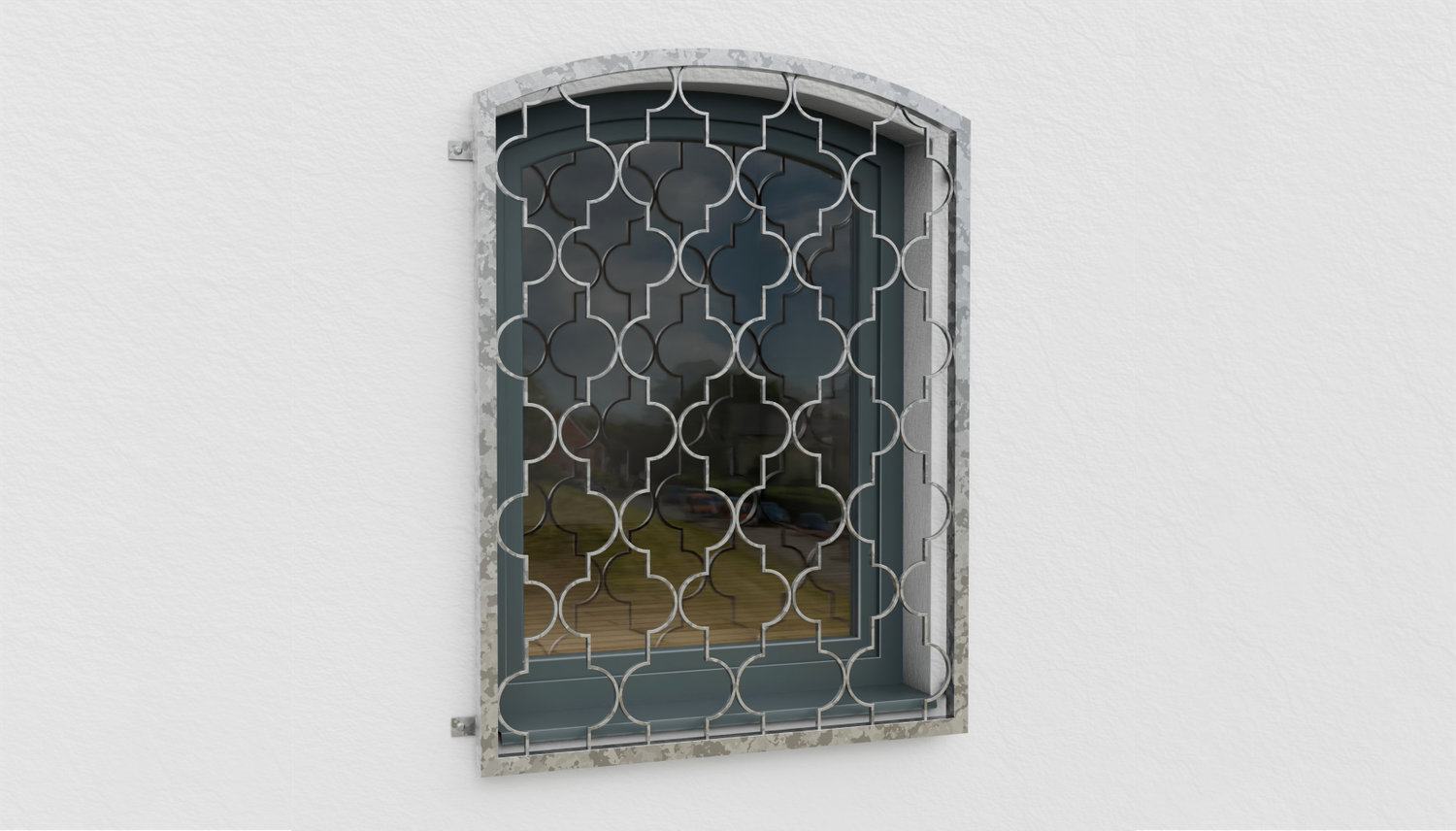 Fenstergitter verzinkt Rauten Classic Oberbogen 