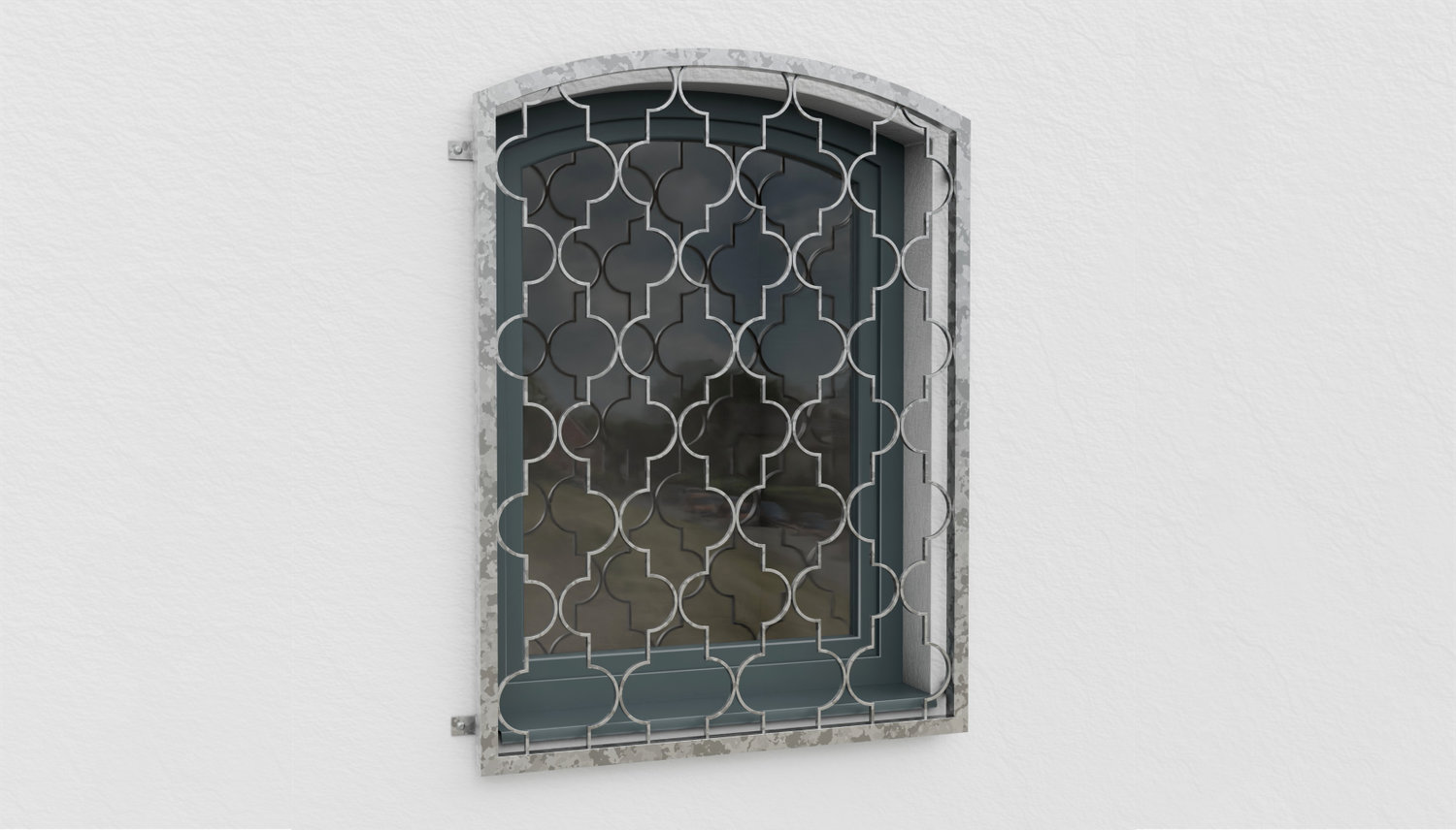 Fenstergitter verzinkt Rauten Classic Oberbogen 