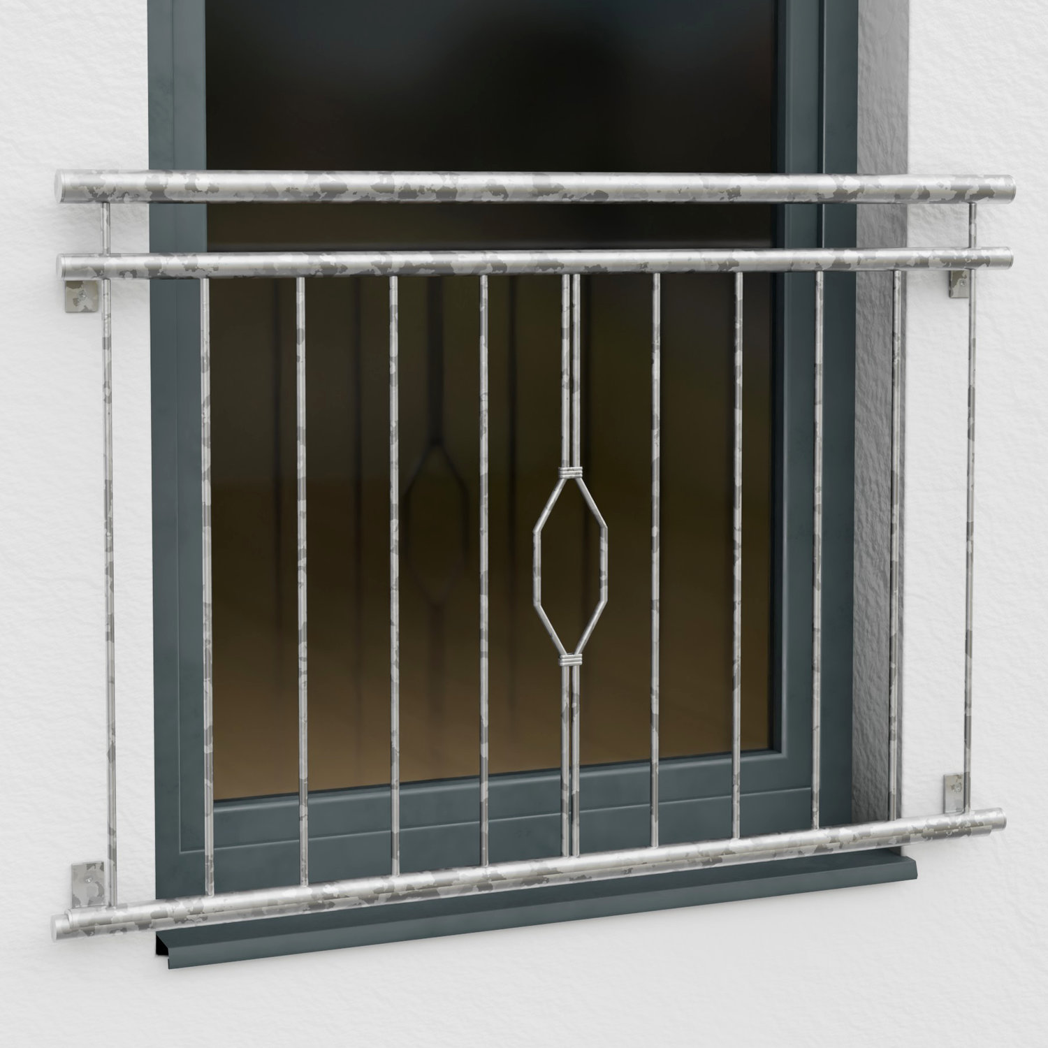 Französischer Balkon verzinkt 6-Eck Ornament 