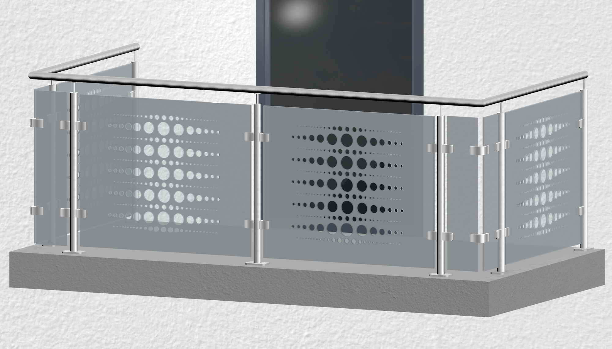 Balkongeländer Edelstahl Designglas PE 2 MO