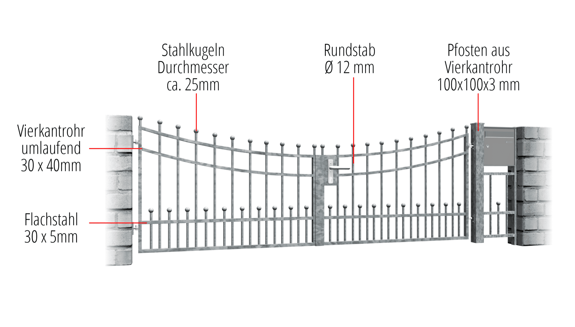 Gartentor verzinkt 2-flügelig Bonn, UB, BK