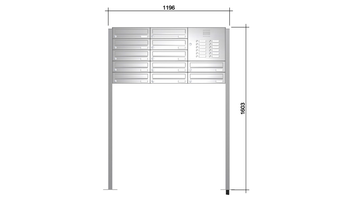 Briefkastenanlage | Freistehend | 12-fach | Waagerecht | Audio | Video | Edelstahl