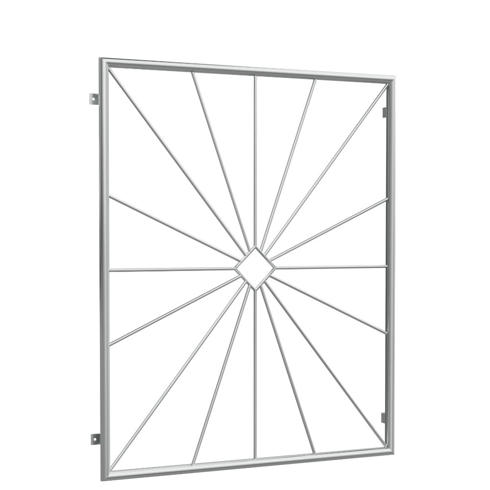 Fenstergitter Edelstahl Sonne Karo 