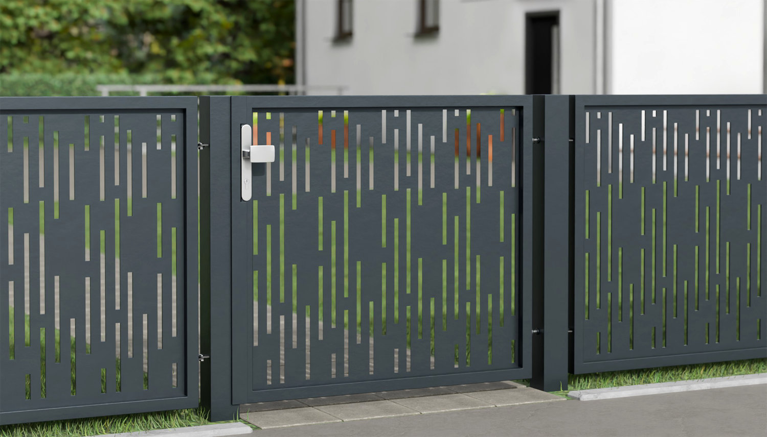 Gartentür Alu 1-flügelig Laserschnitt Design SF VE