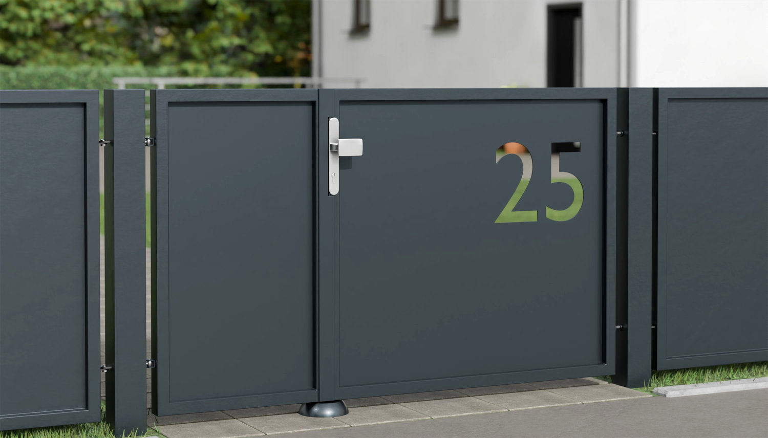 Gartentür Alu 2-flügelig Sichtschutz HNR, GE