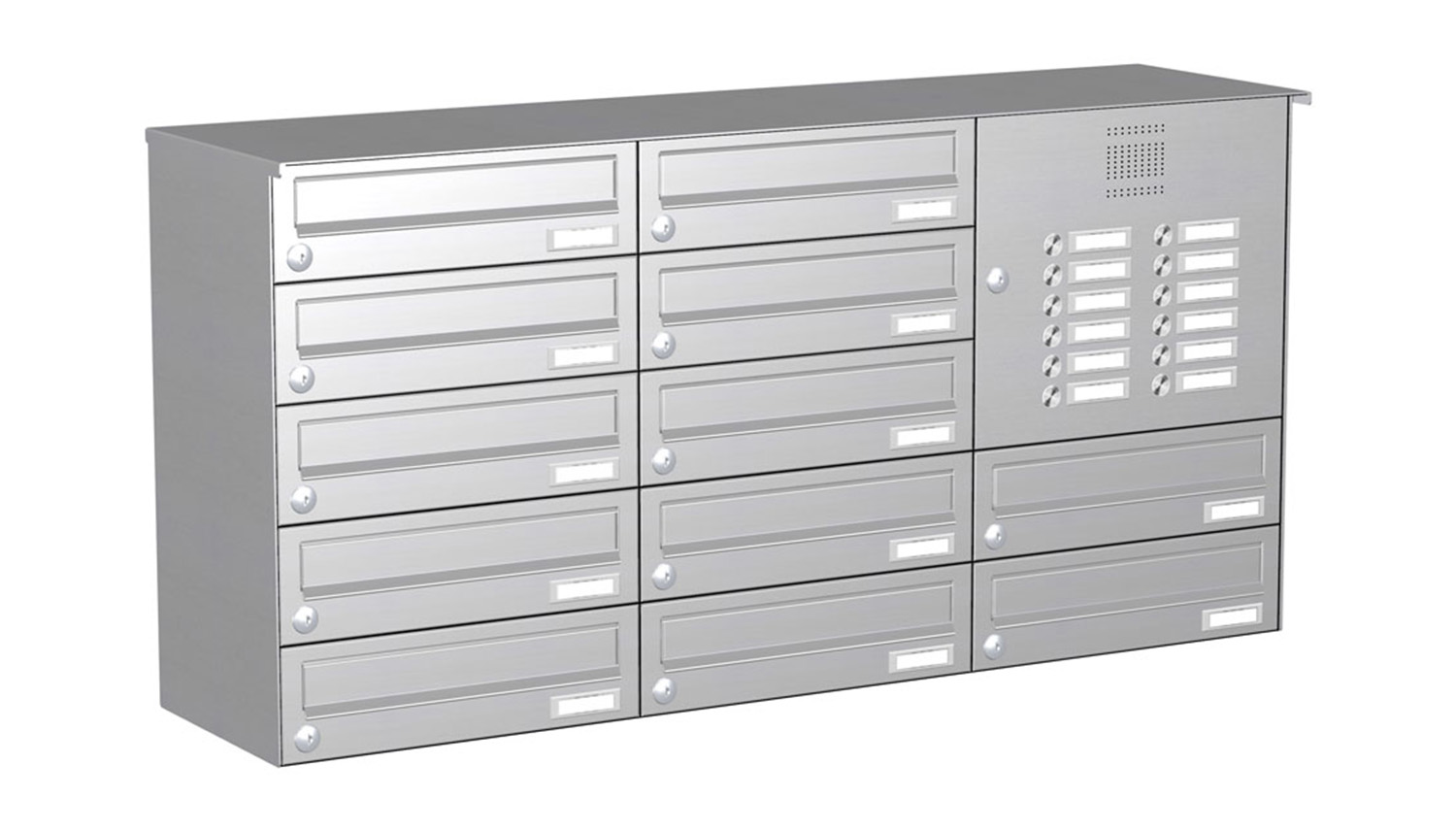 Briefkastenanlage | Aufputz | 12-fach | Waagerecht | Audio | Video | Edelstahl