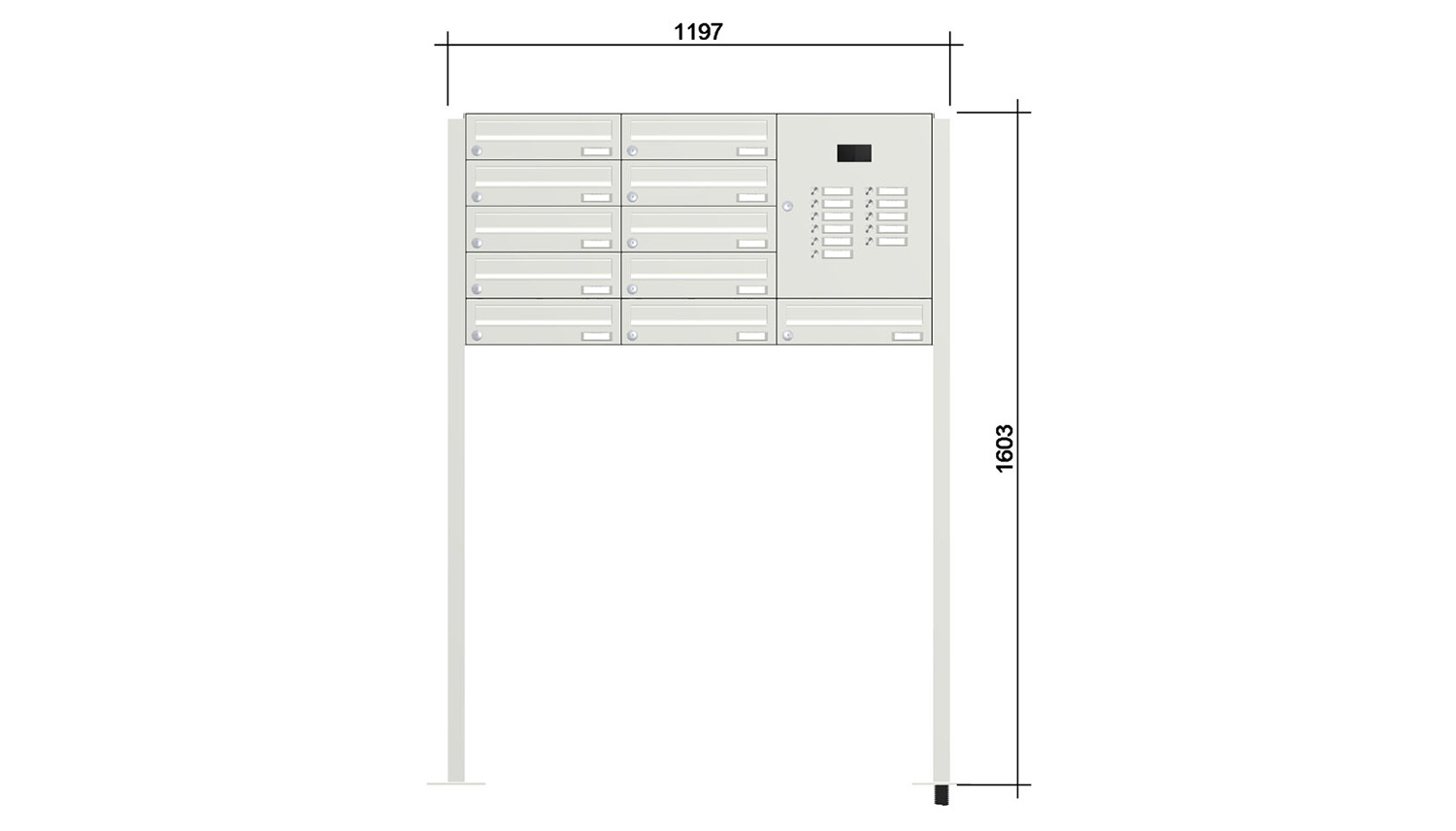 Briefkastenanlage | Freistehend | 11-fach | Waagerecht | Audio | Video | Farbe
