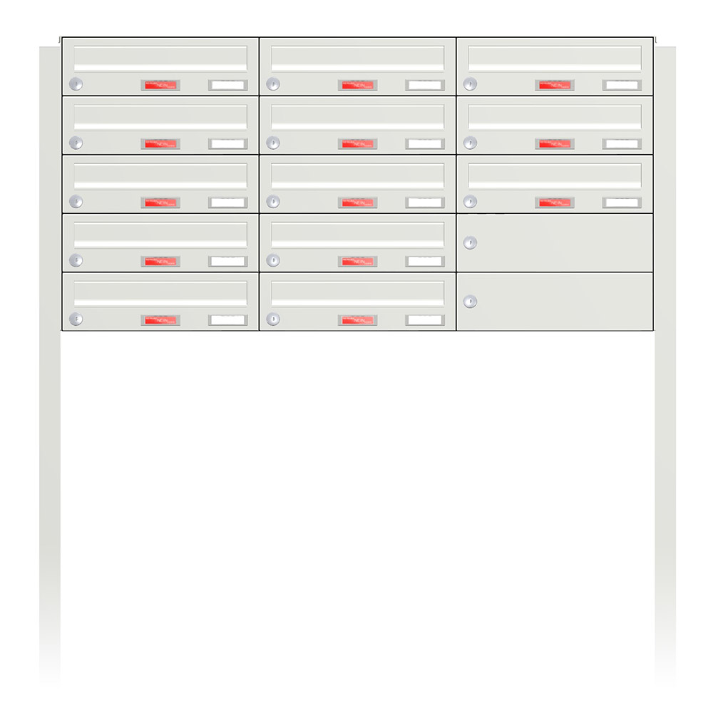 Briefkastenanlage | Freistehend | 13-fach | Waagerecht | Farbe