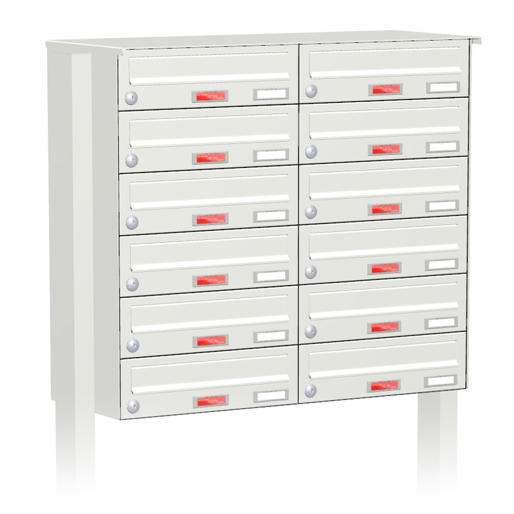 Briefkastenanlage | Freistehend | 12-fach | Waagerecht | Farbe