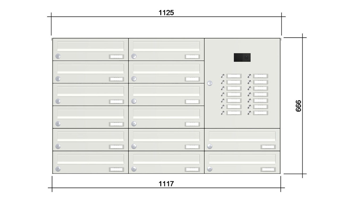 Briefkastenanlage | Aufputz | 14-fach | Waagerecht | Audio | Video | Farbe
