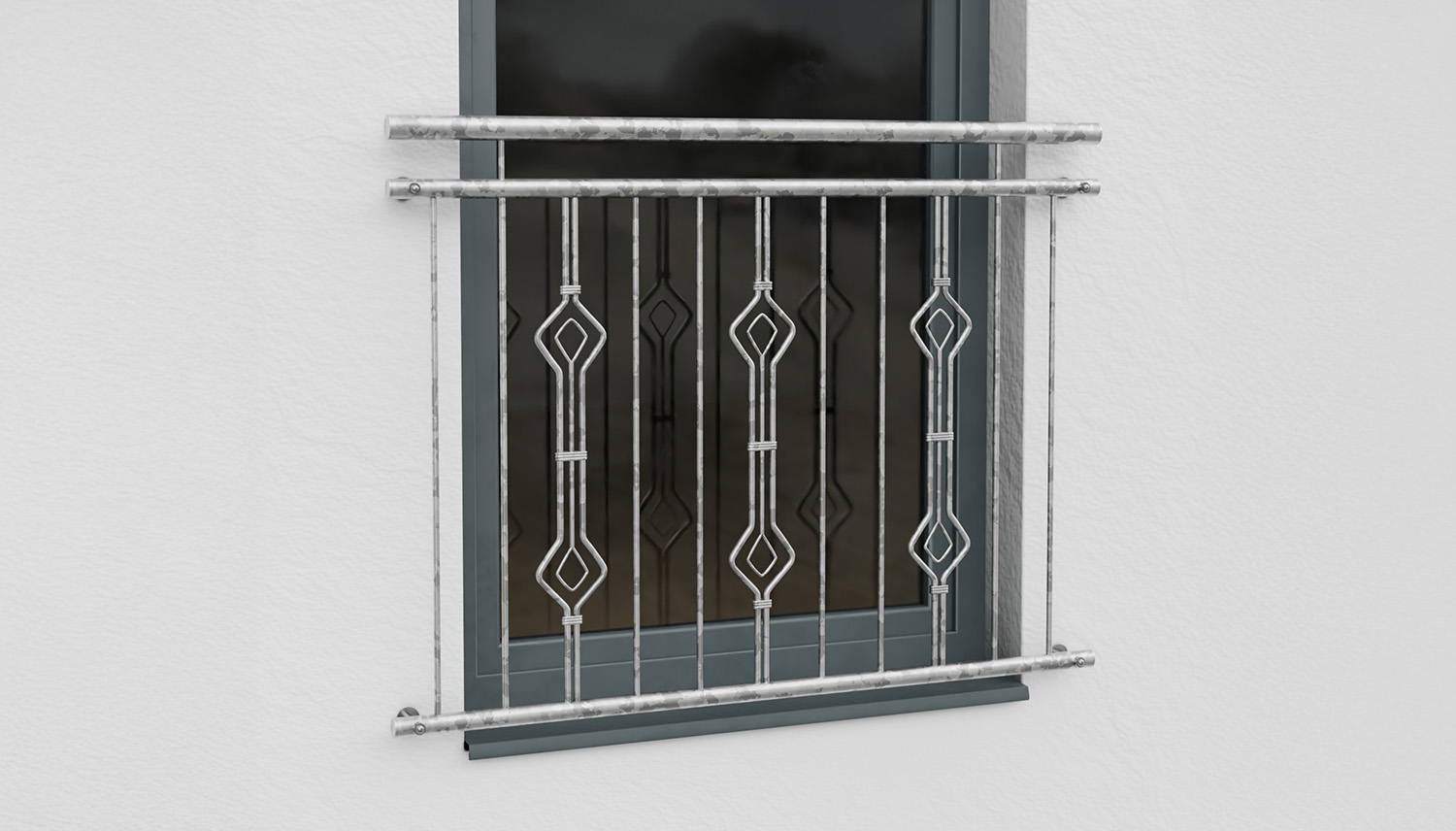 Französischer Balkon verzinkt Sanduhr Triple Ornament 