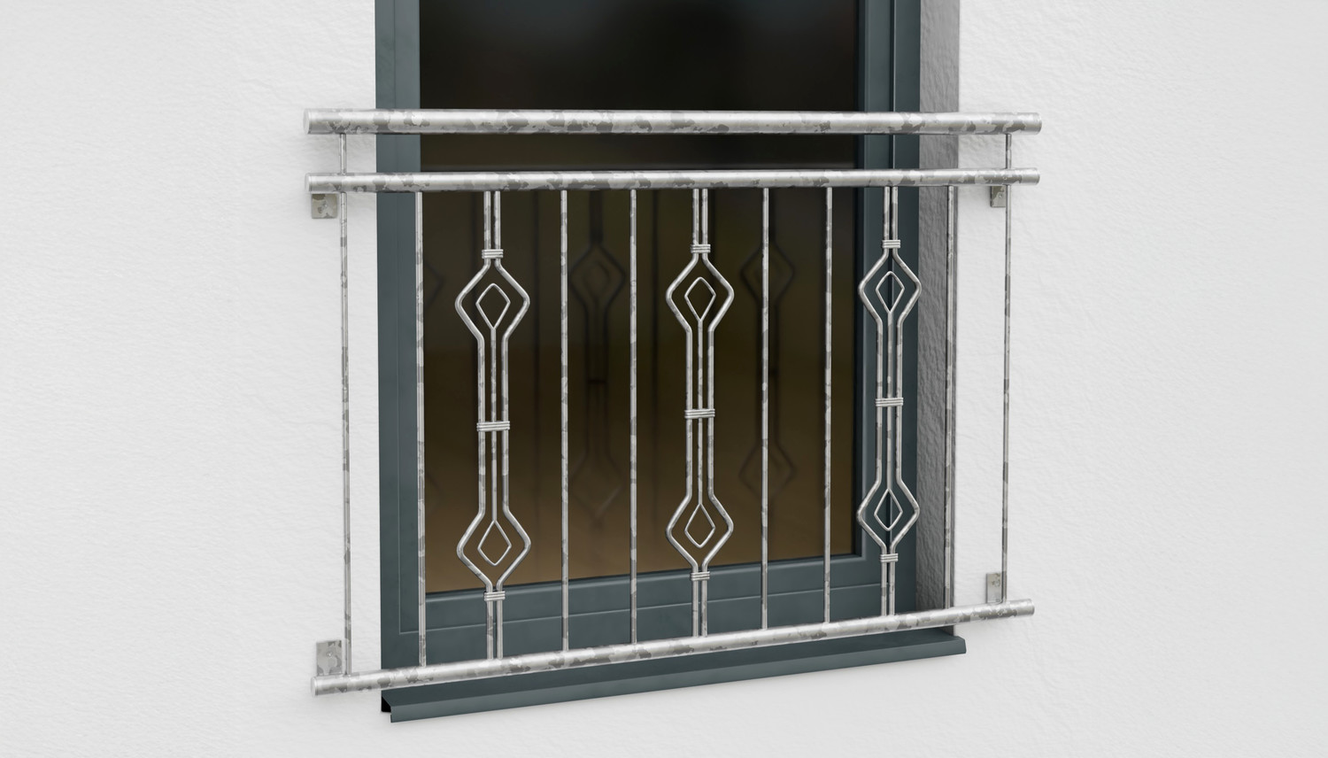 Französischer Balkon verzinkt Sanduhr Triple Ornament 