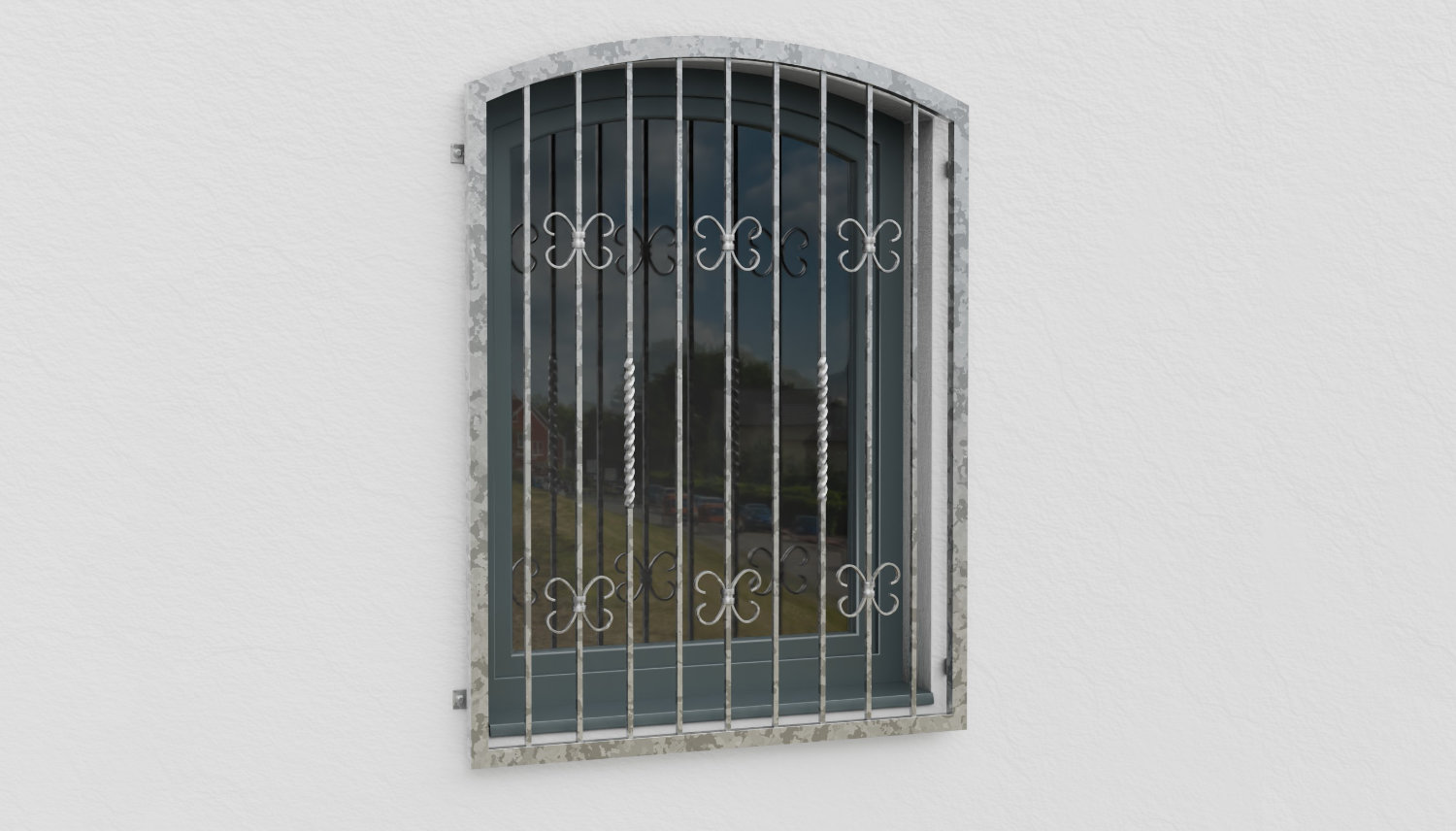 Fenstergitter verzinkt Barock Oberbogen 