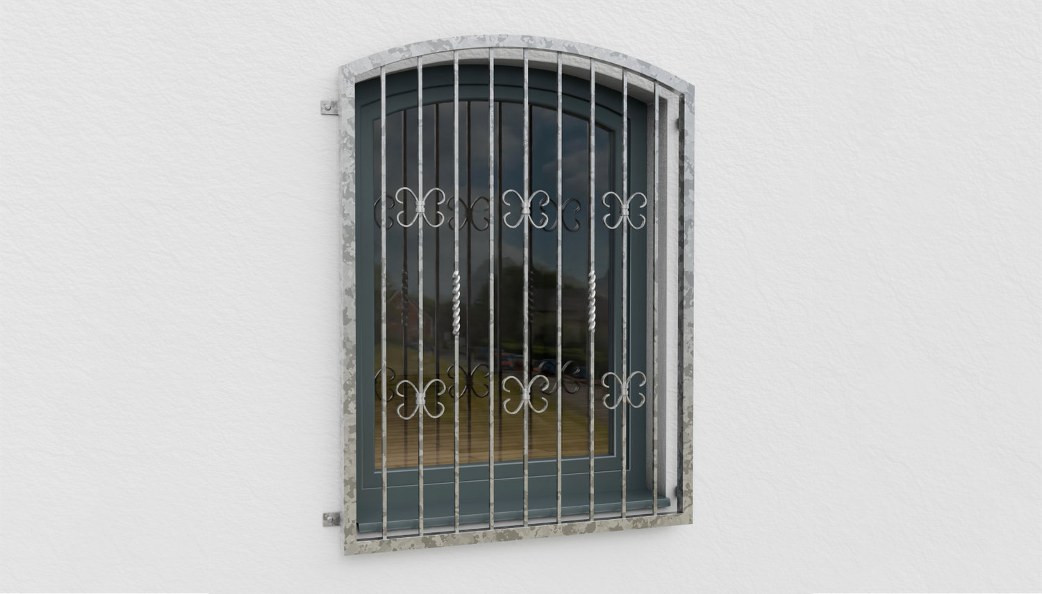 Fenstergitter verzinkt Barock Oberbogen 