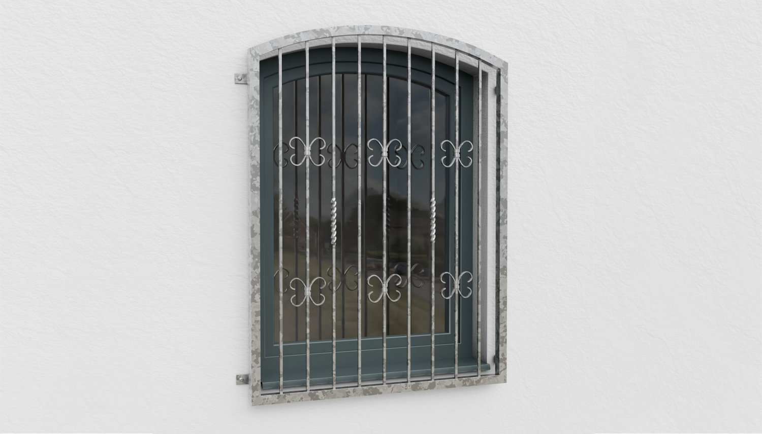 Fenstergitter verzinkt Barock Oberbogen 