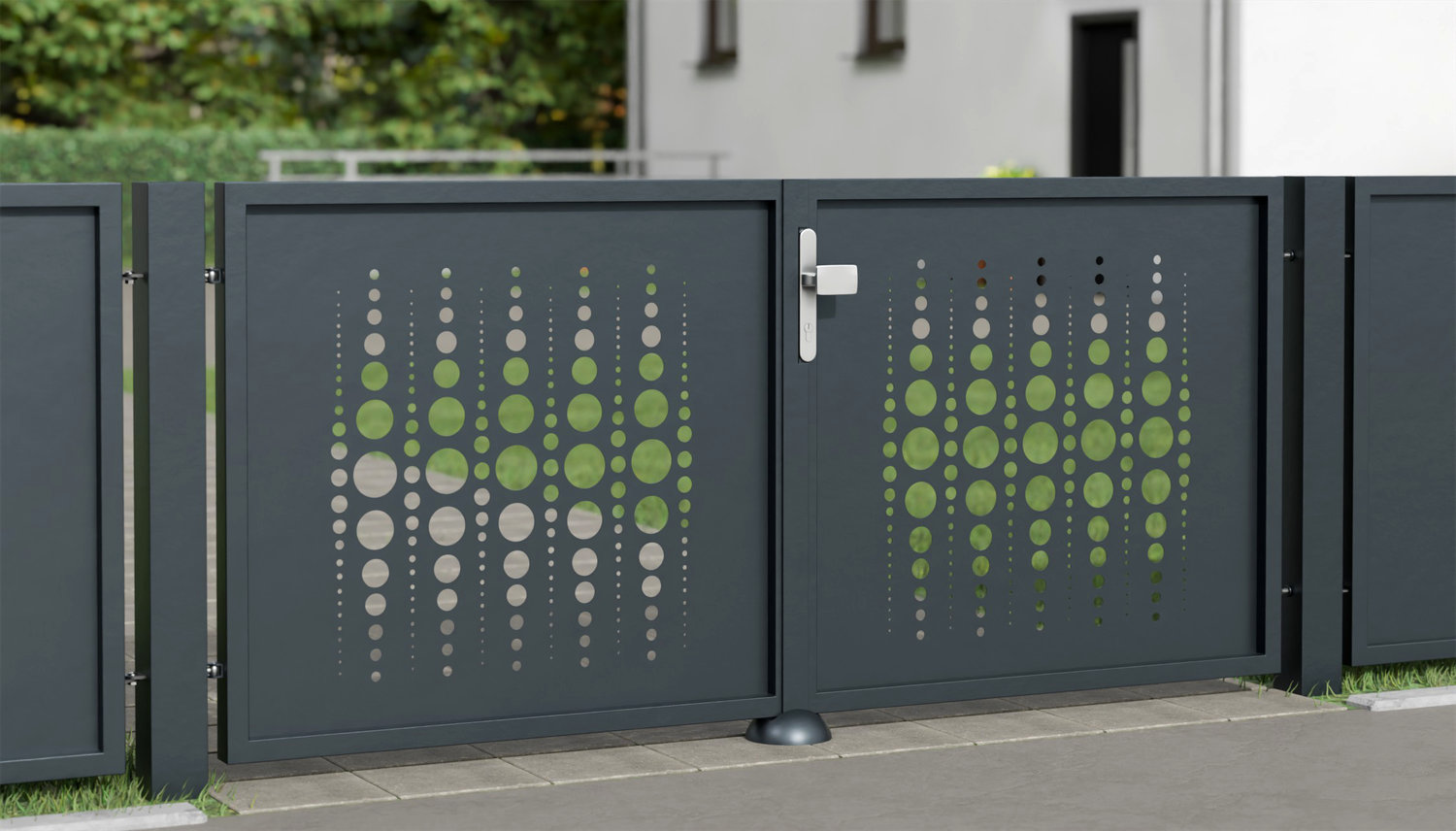 Gartentor Alu 2-flügelig Laserschnitt Design PE