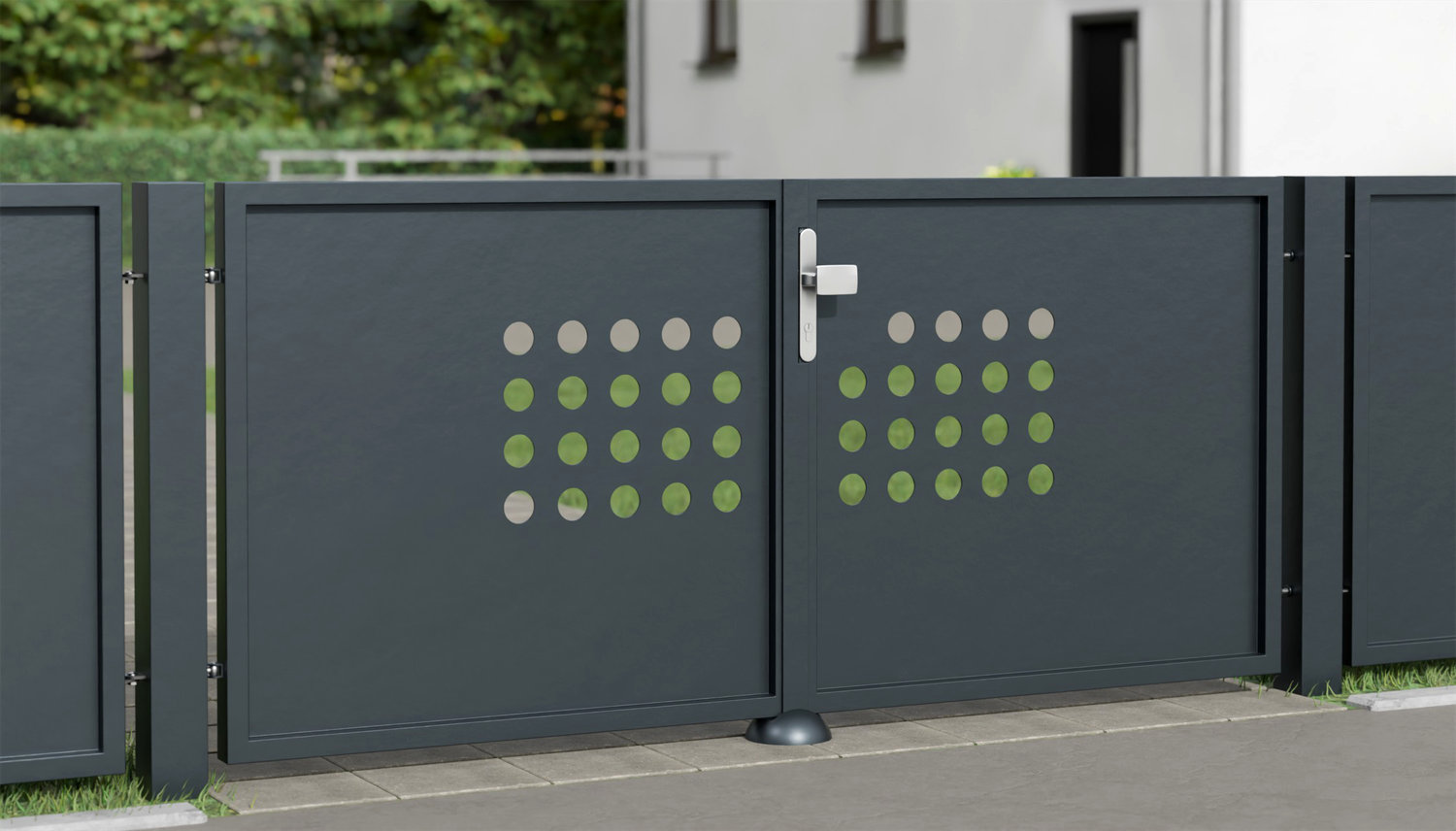 Gartentor Alu 2-flügelig Sichtschutz RLR, GE