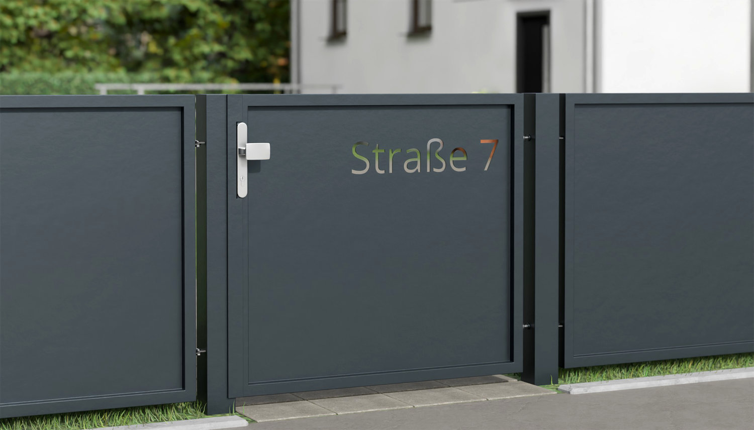 Gartentür Alu 1-flügelig Sichtschutz, STR, GE