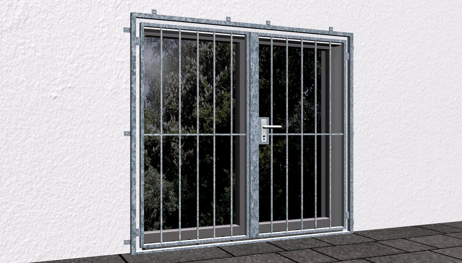 Gittertür verzinkt 2-flügelig nach Maß kaufen "Vertikalstab