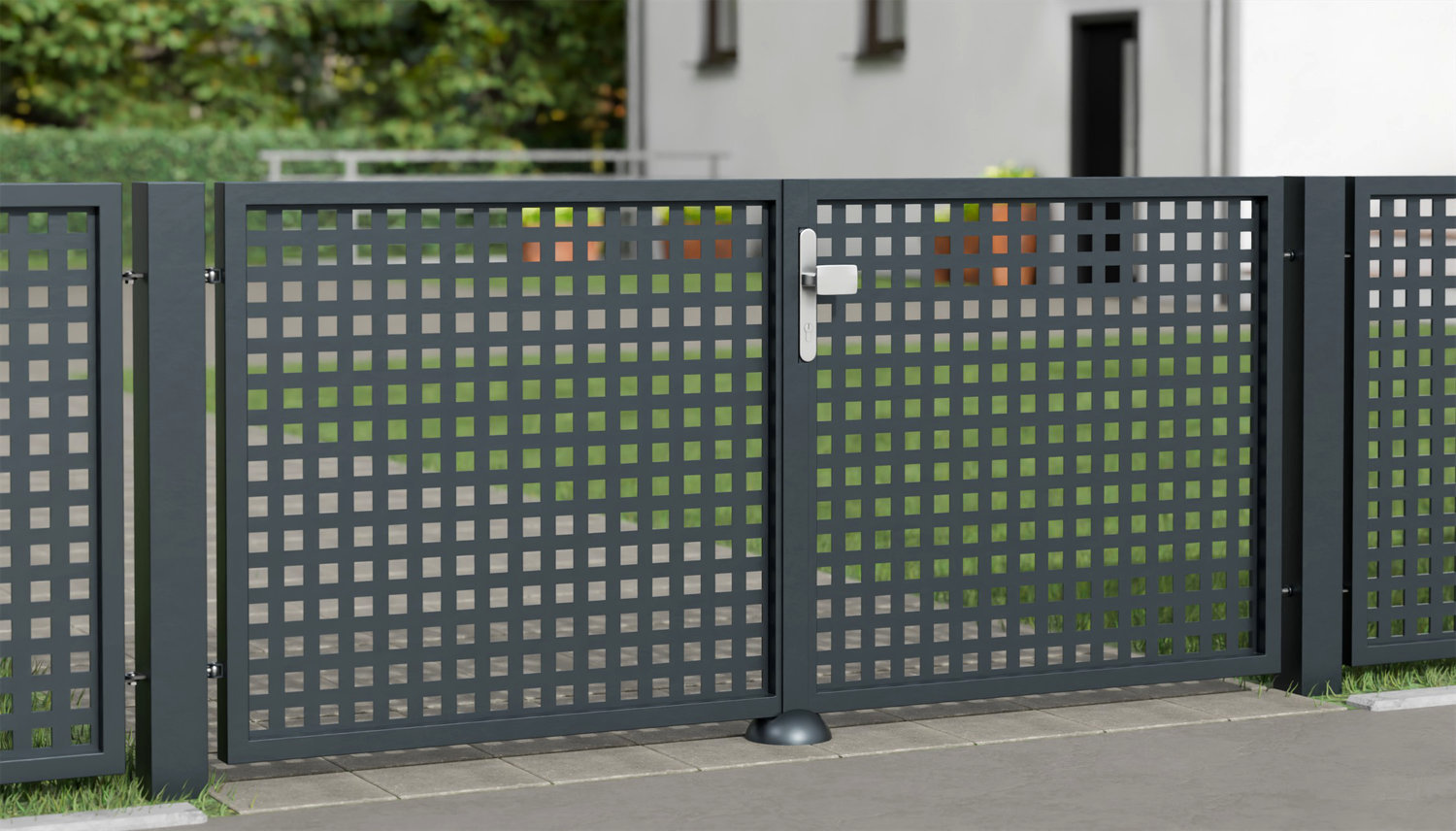 Gartentor Alu 2-flügelig Laserschnitt Design QL